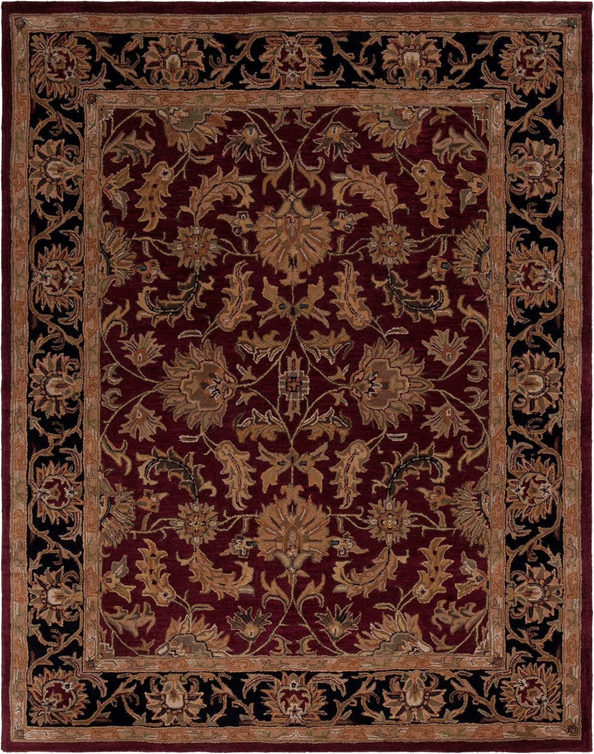 Heritage Red and Black Hand-Tufted Wool Area Rug