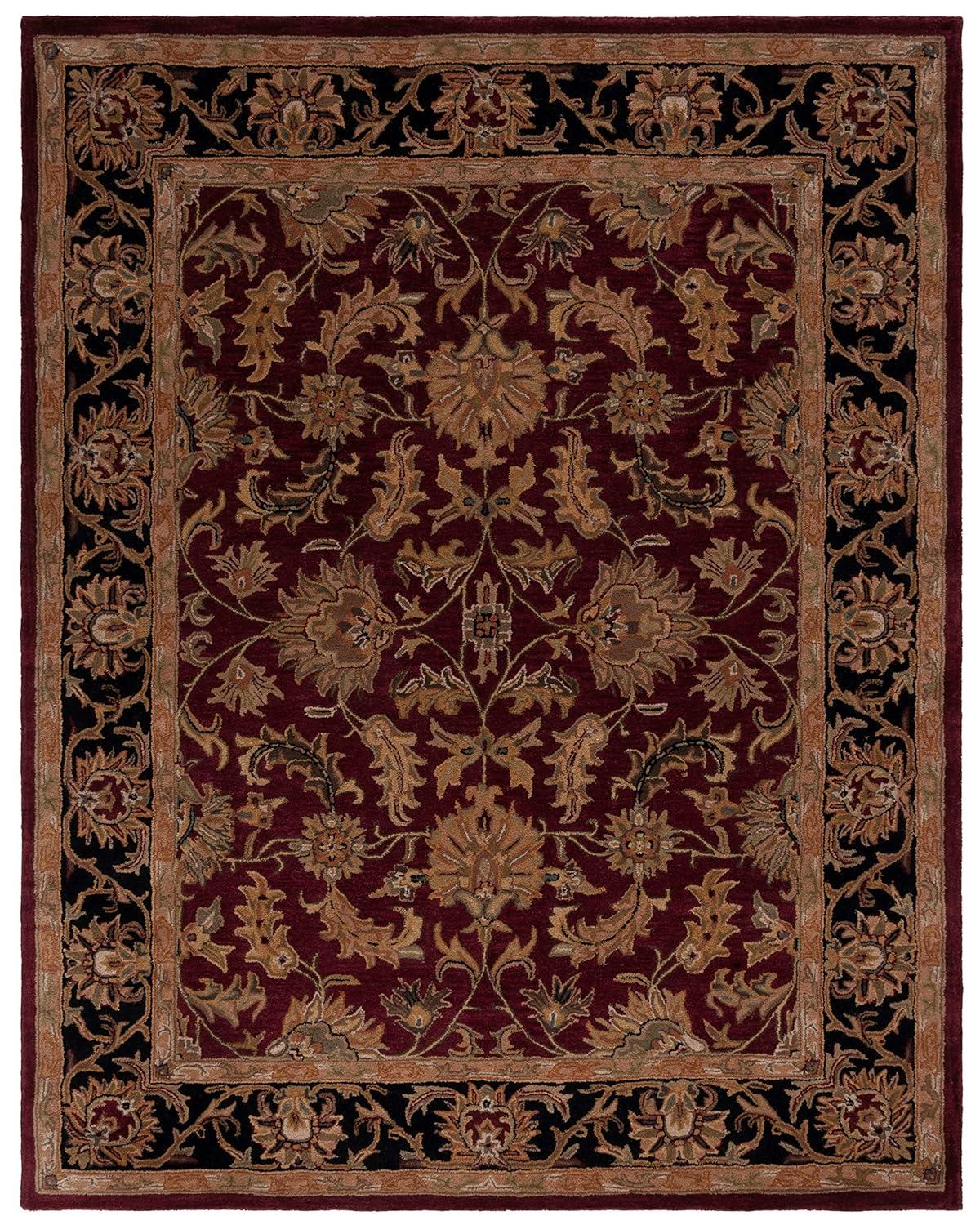 Heritage Red and Black Hand-Tufted Wool Area Rug