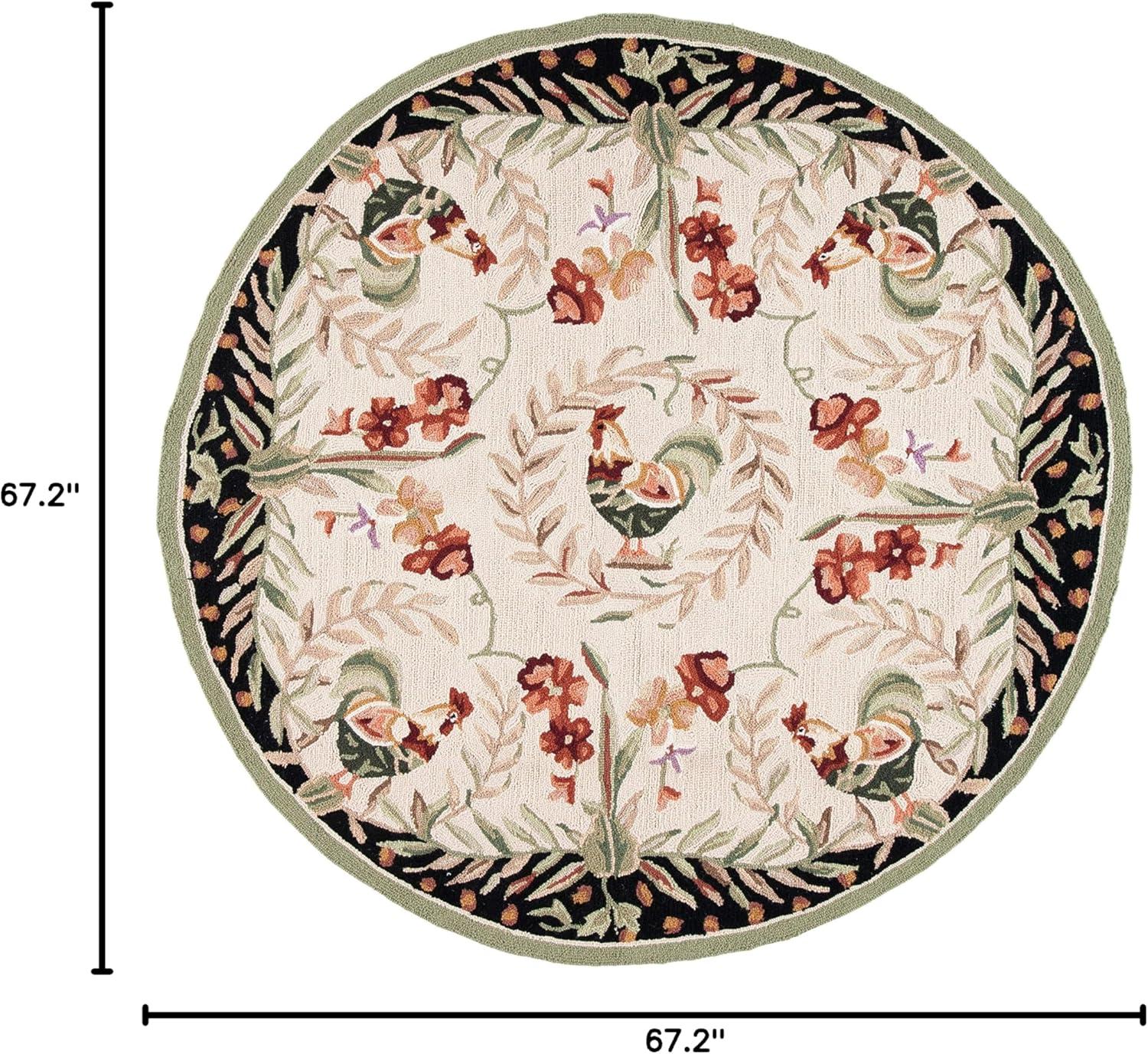 Chelsea HK92 Handmade Area Rug - 5'6" Round - Creme/Black - Safavieh