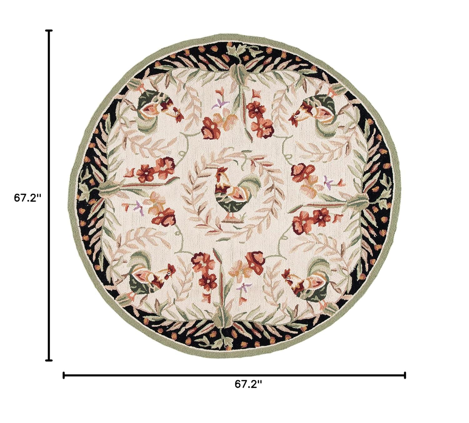 Chelsea HK92 Handmade Area Rug - 5'6" Round - Creme/Black - Safavieh