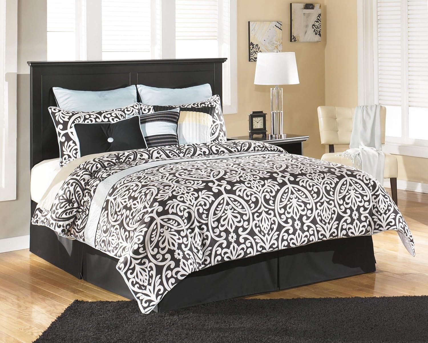 Black Upholstered Tufted King Panel Bed with Wood Frame