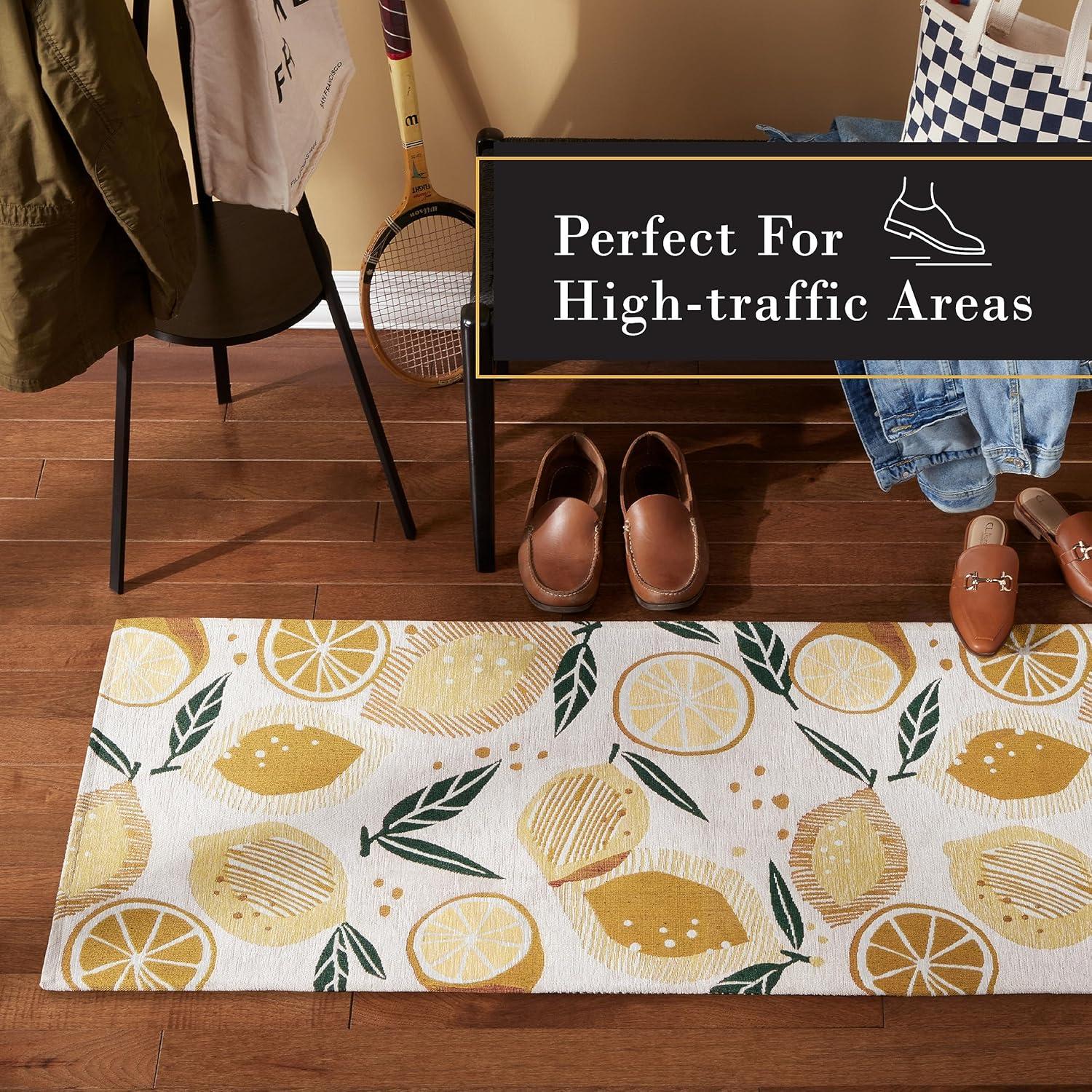 TOWN & COUNTRY LUXE Livie Fresh Lemon Everwash Washable Kitchen Mat