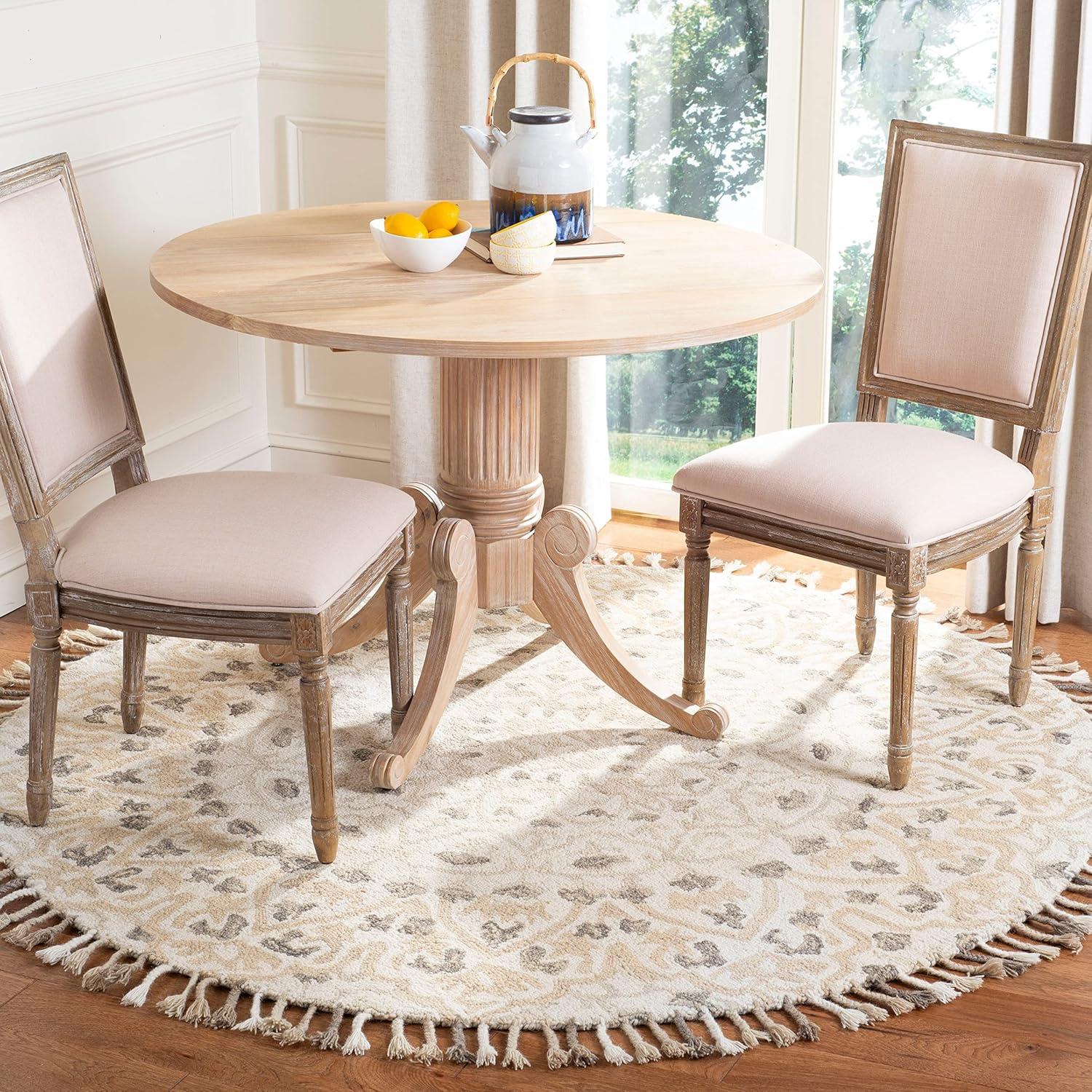 SAFAVIEH Blossom Kelvin Abstract Wool Fringed Area Rug, Ivory/Taupe, 2' x 3'