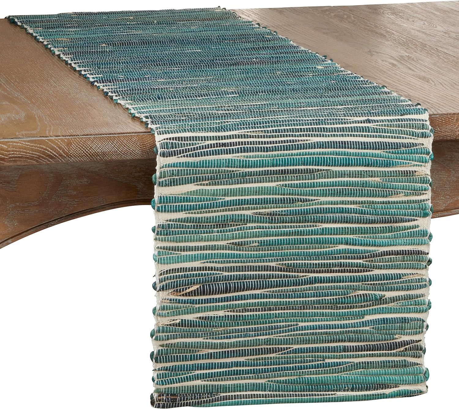 Turquoise and Beige Water Hyacinth Table Runner