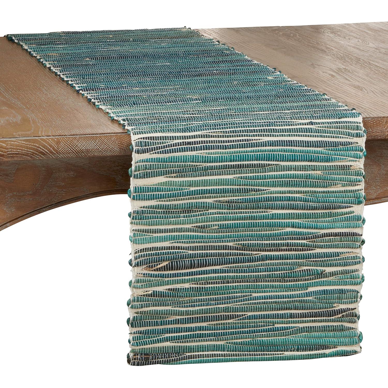 Saro Lifestyle Dinner Table Runner With Water Hyacinth Design, Turquoise, 14" x 72"