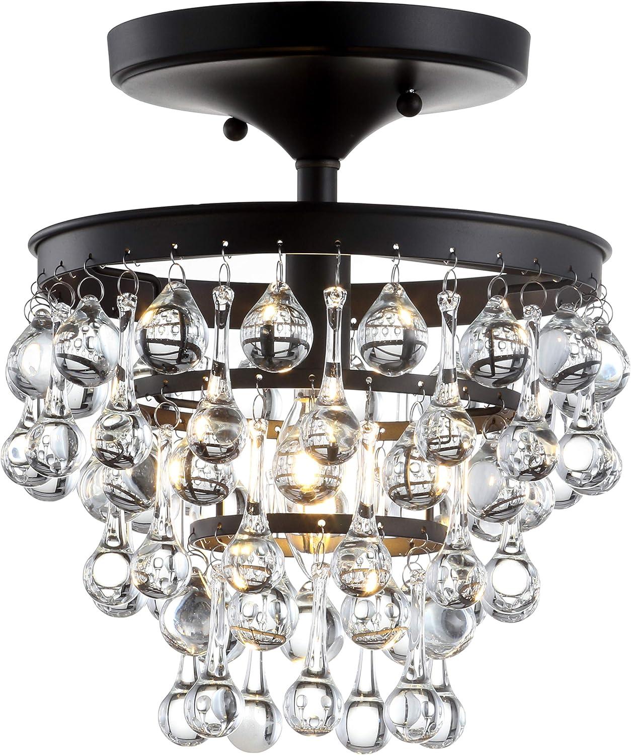 JONATHAN Y Toronto Metal/Crystal LED Flush Mount