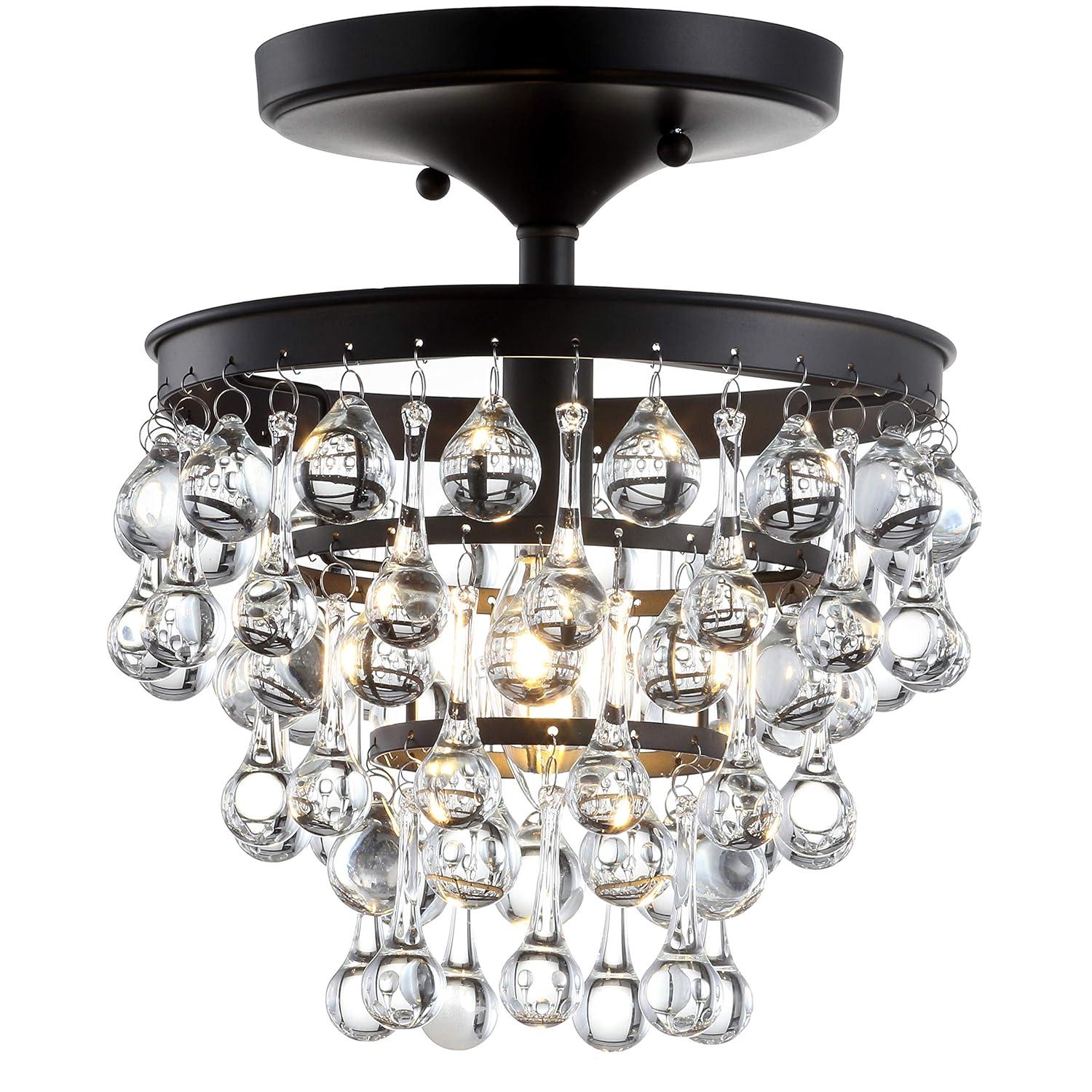 JONATHAN Y Toronto 10" Metal/Crystal LED Flush Mount, Oil Rubbed Bronze