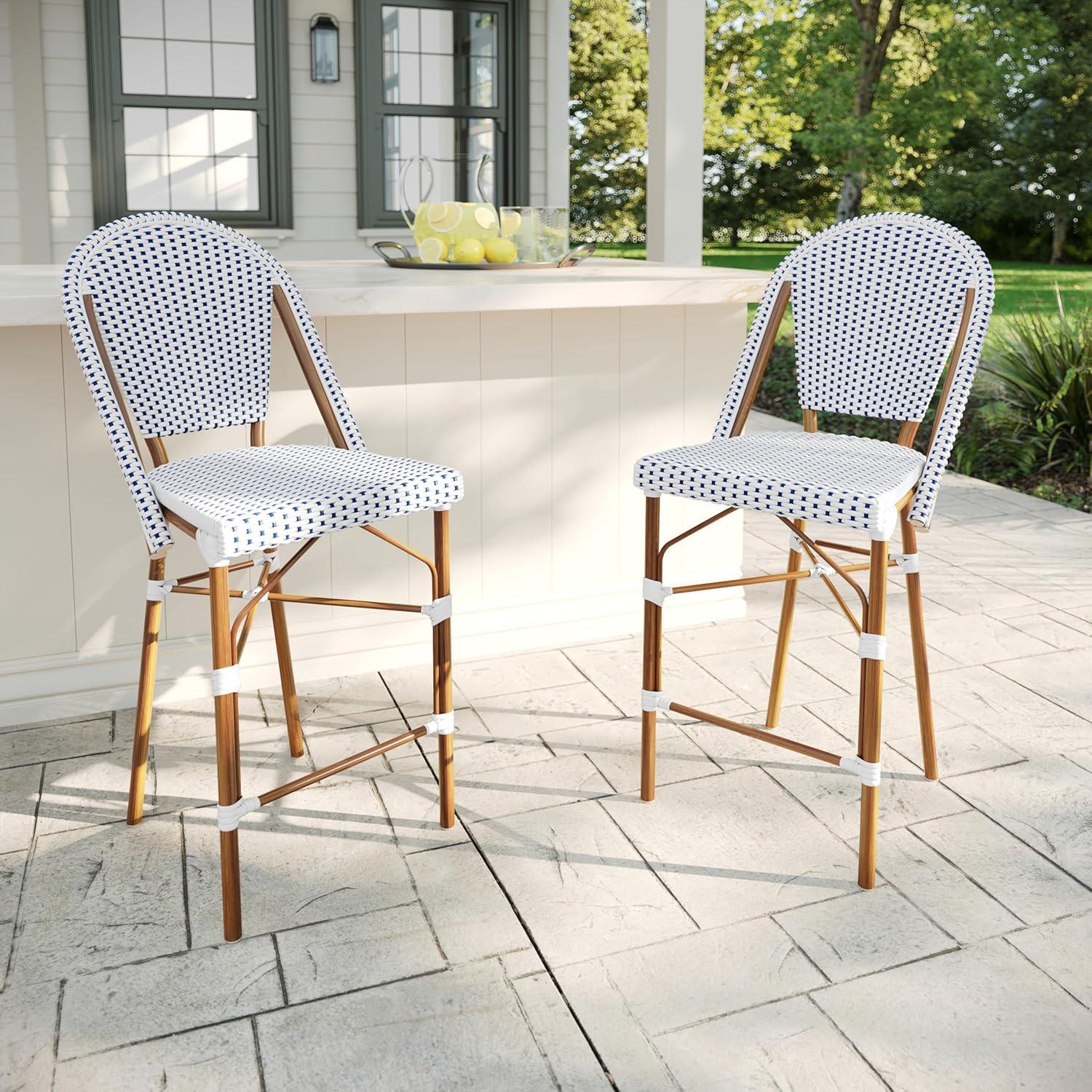 Martha Stewart Martha Stewart Lily Pond All-Weather Stackable Patio Bistro Counter Stools (Set of 2)