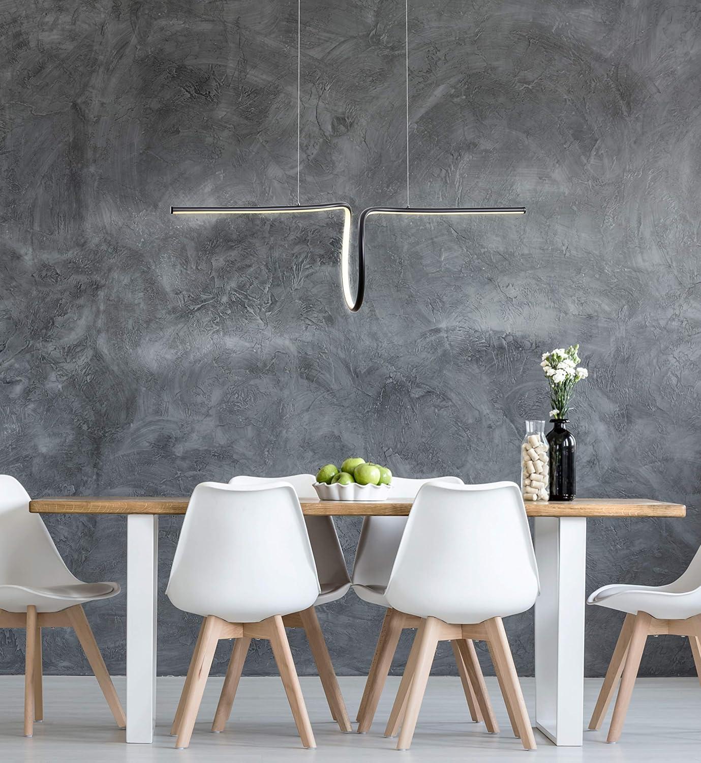 Ali 34.5" Matte Black Modern LED Metal Linear Pendant