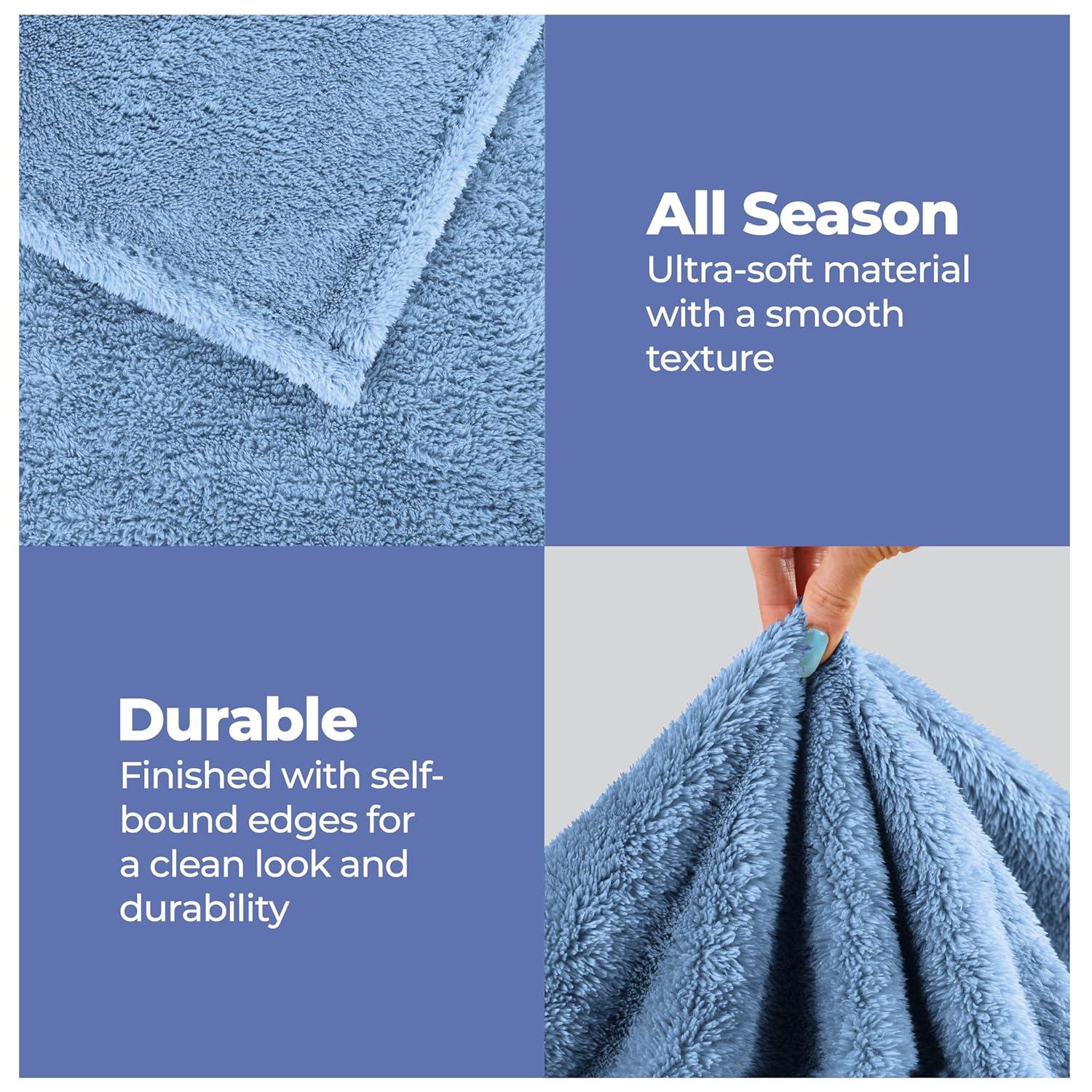 Superior Solid Polyester Reversible All-Season Fleece Throws Blanket