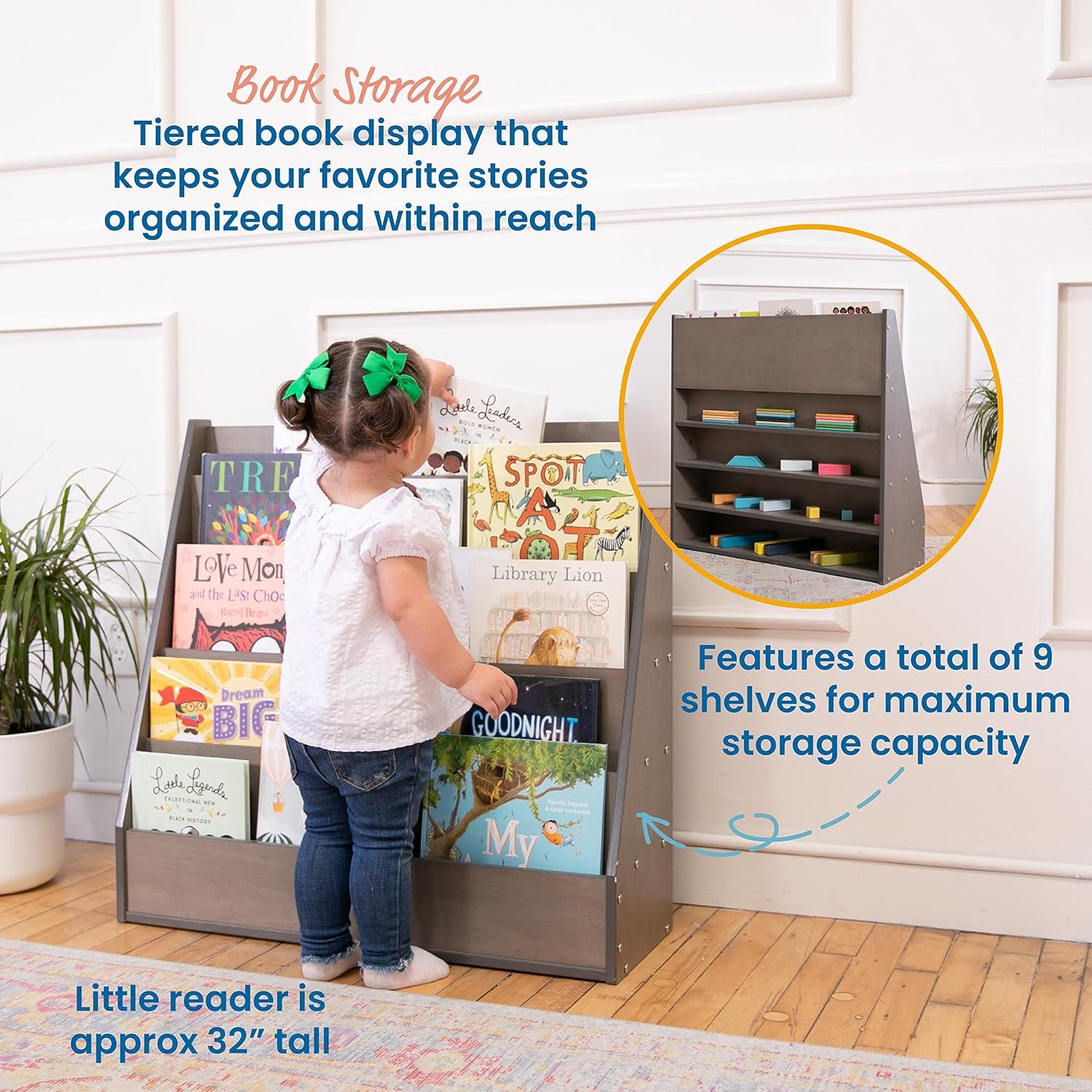 ECR4Kids Birch Streamline Book Display Stand, Kids Wooden Book Rack, Forward Facing Bookshelf