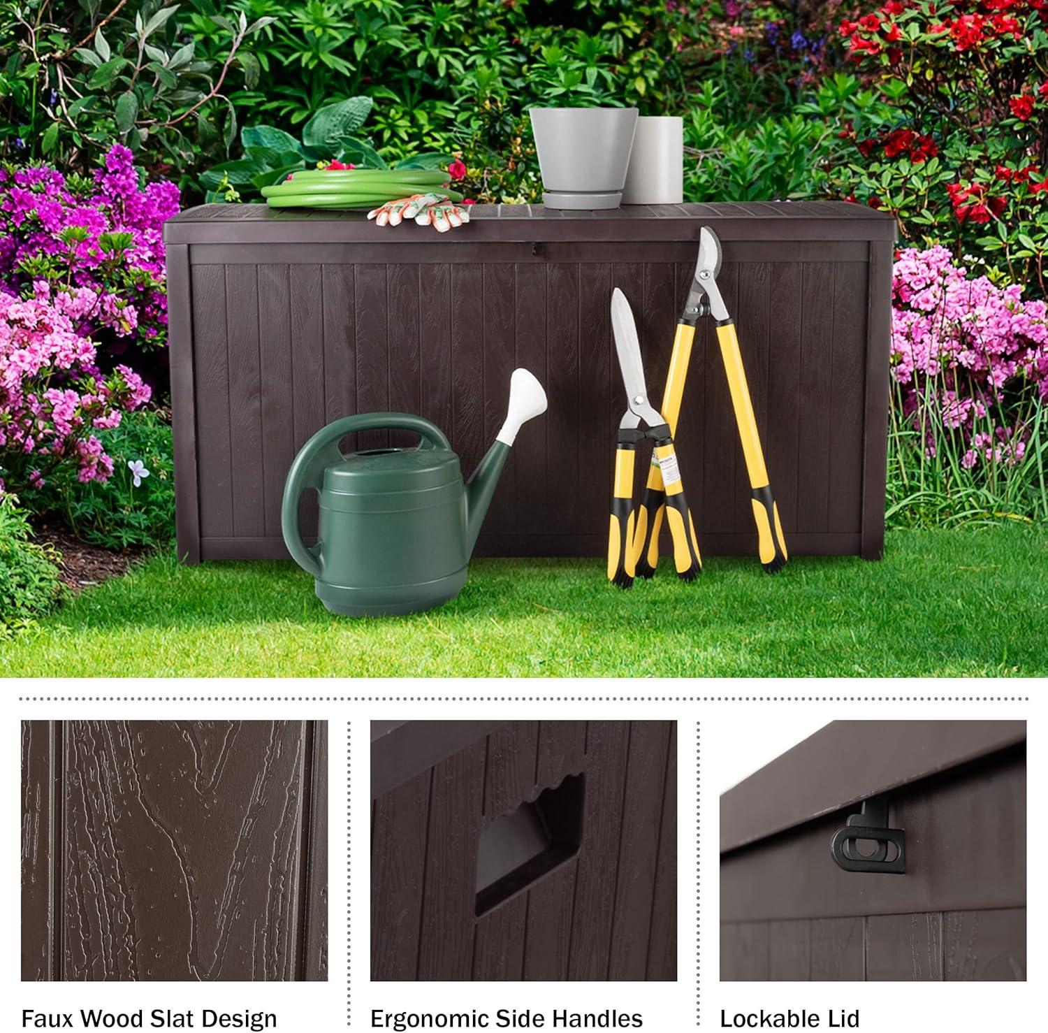 Pure Garden Outdoor Storage Box - 113 Gallon Lockable Deck Box for Pool Accessories, Patio Furniture Cushions, or Package Delivery for Outside by Pure Garden