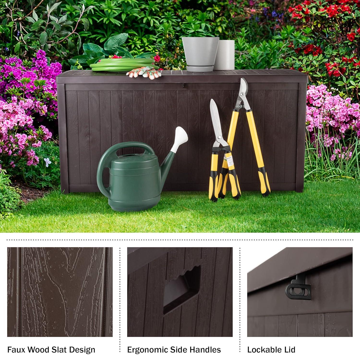 Pure Garden Outdoor Storage Box - 113 Gallon Lockable Deck Box for Pool Accessories, Patio Furniture Cushions, or Package Delivery for Outside by Pure Garden