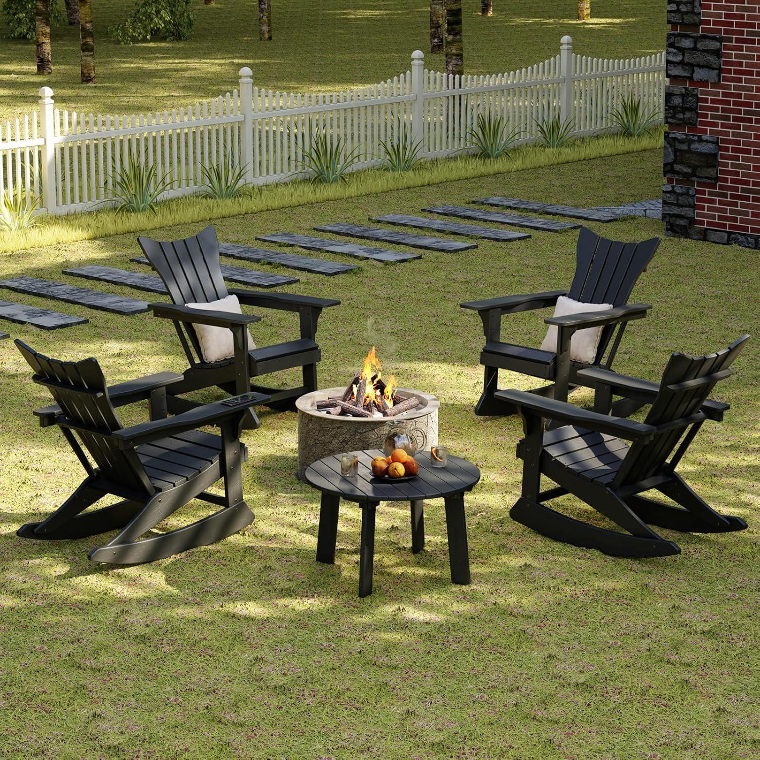 White Round Plastic Outdoor Adirondack Side Table