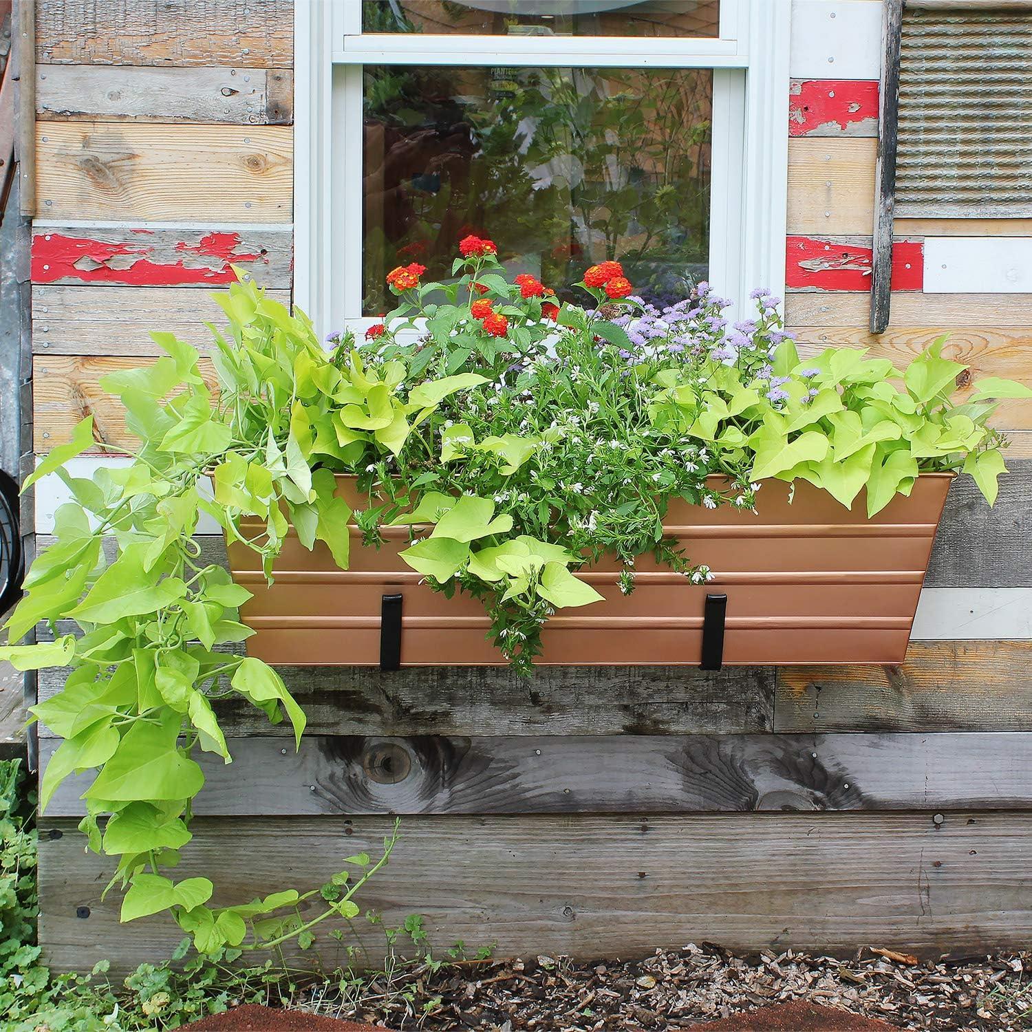 Large Copper Plated Steel Window Flower Box Planter