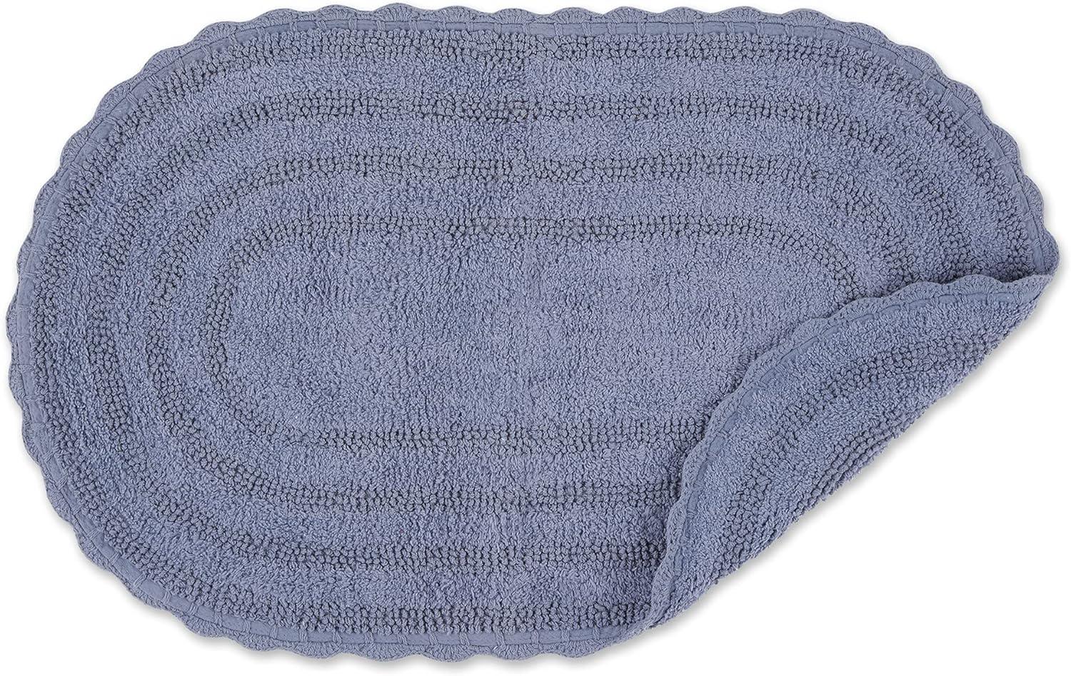 Design Imports Stonewash Blue Large Oval Crochet Bath Mat