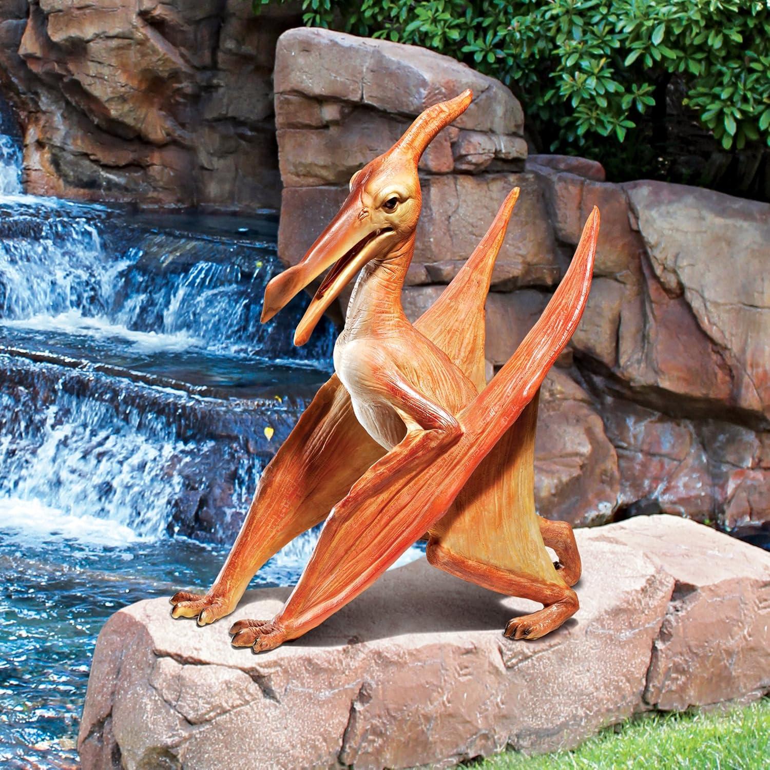 Hand-Painted Resin Pterodactyl Dinosaur Garden Statue