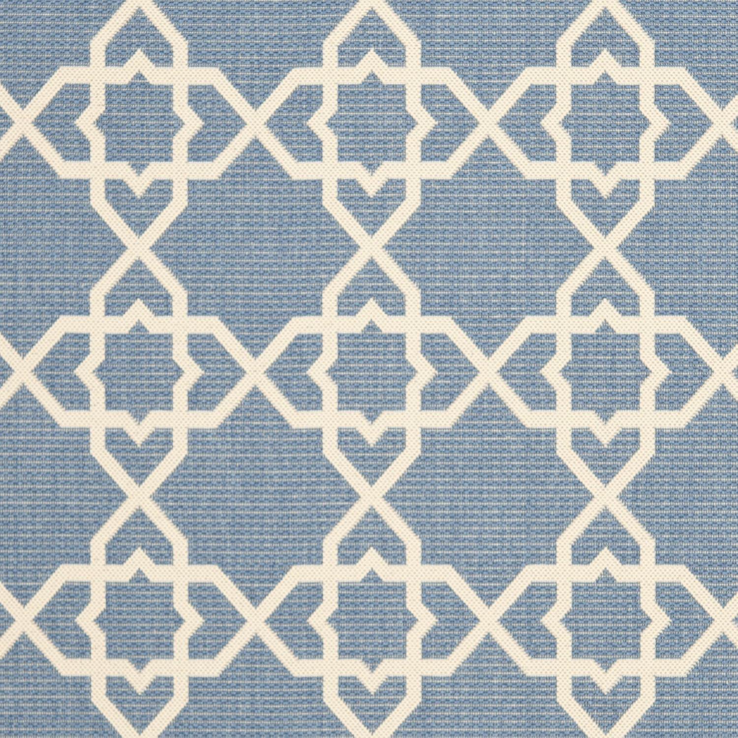 Courtyard CY6032 Power Loomed Indoor and Outdoor Area Rug - Blue/Beige - 5'3"x7'7" - Safavieh