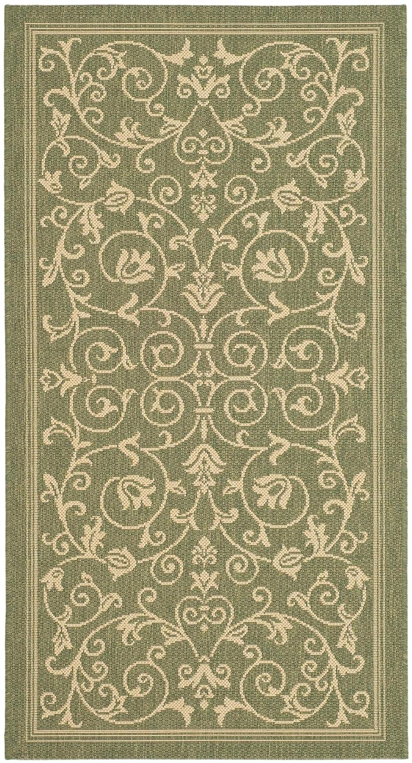 SAFAVIEH Courtyard Nanda Floral Indoor/Outdoor Area Rug, 2' x 3'7", Olive/Natural