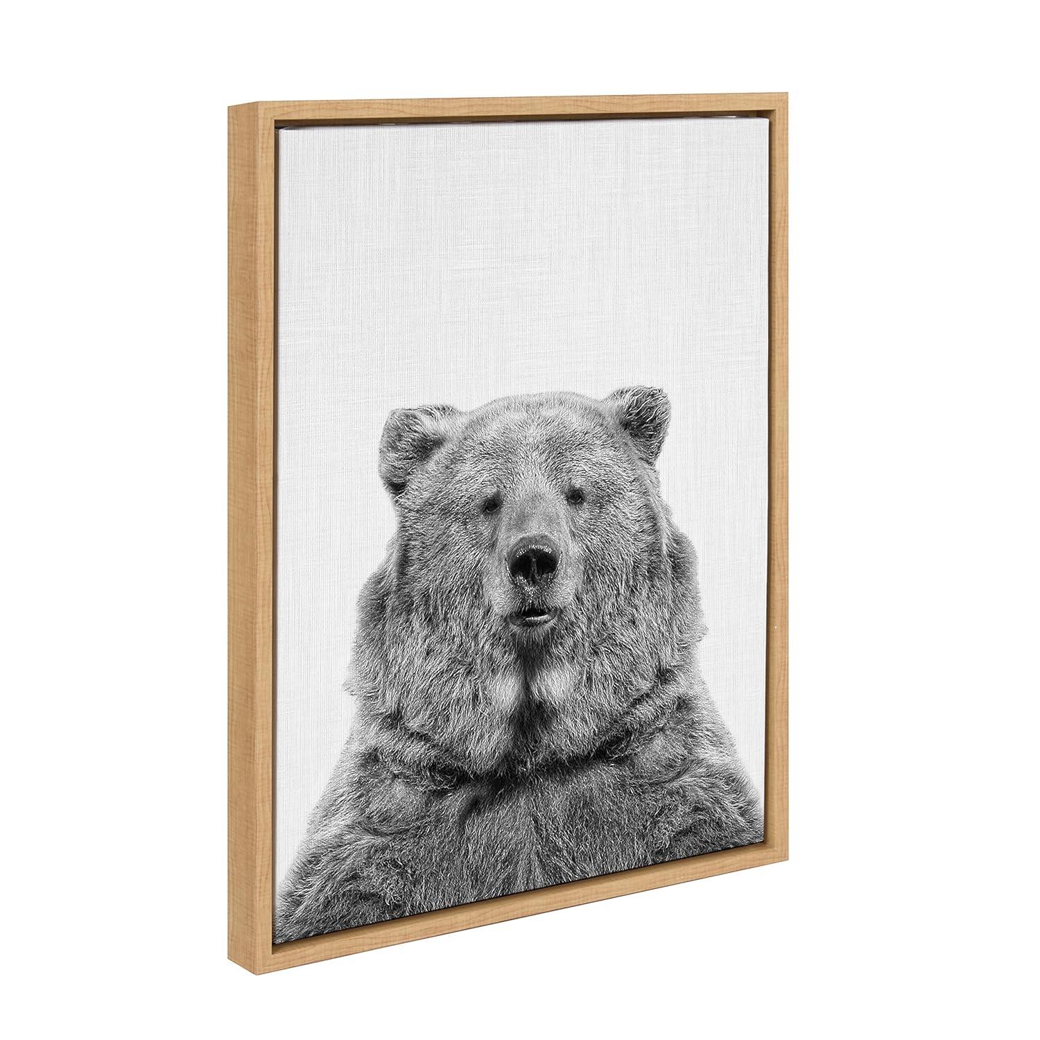 18" x 24" Sylvie Bear Framed Canvas by Simon Te Tai Natural - Kate and Laurel
