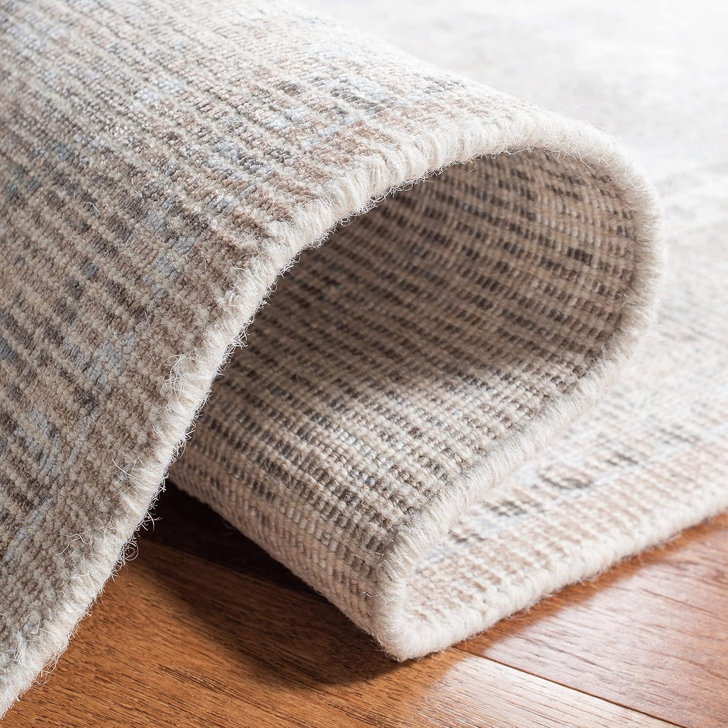 Beige and Sand Hand-Tufted Wool and Viscose Runner Rug