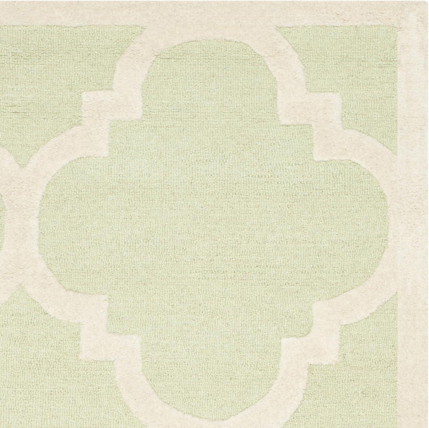 SAFAVIEH Cambridge Justine Geometric Wool Area Rug, Light Green/Ivory, 5' x 8'