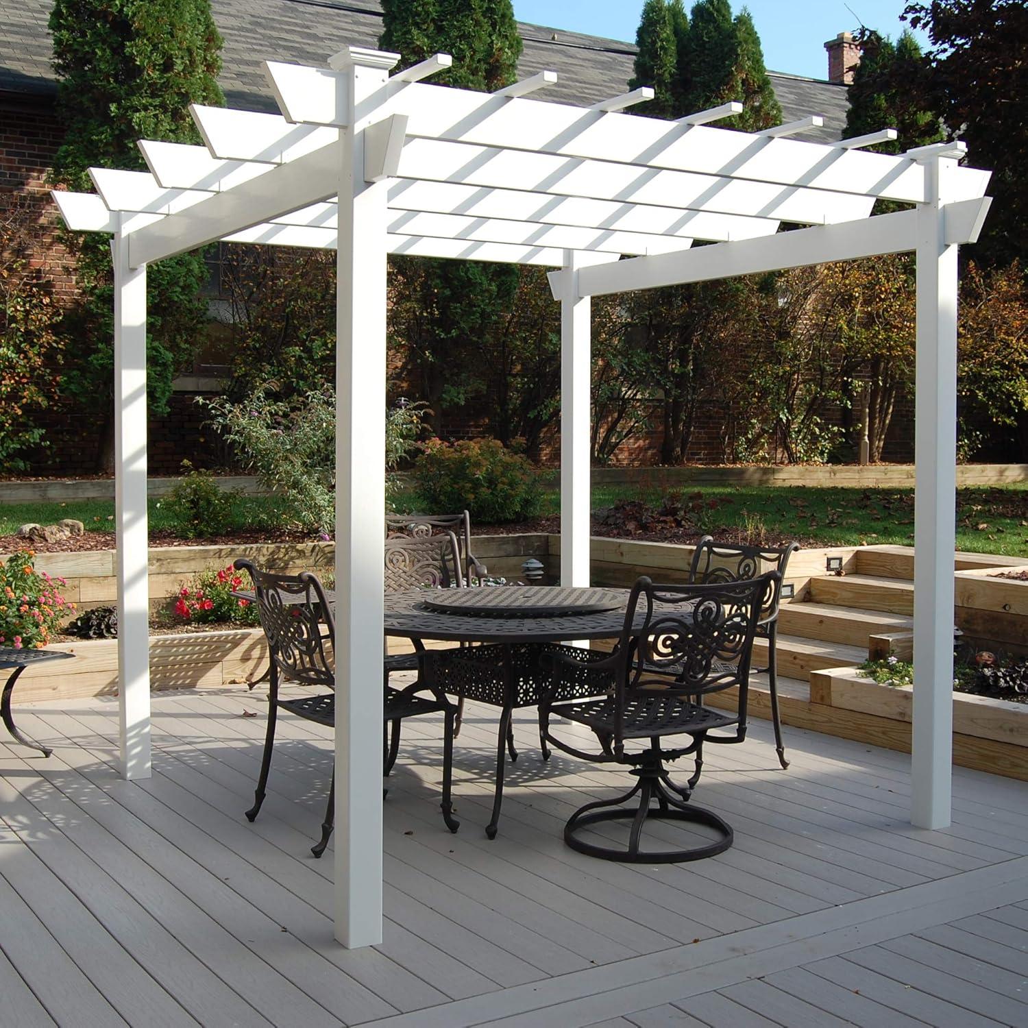 DuraTrel Kingston 7' x 7' White Vinyl Pergola