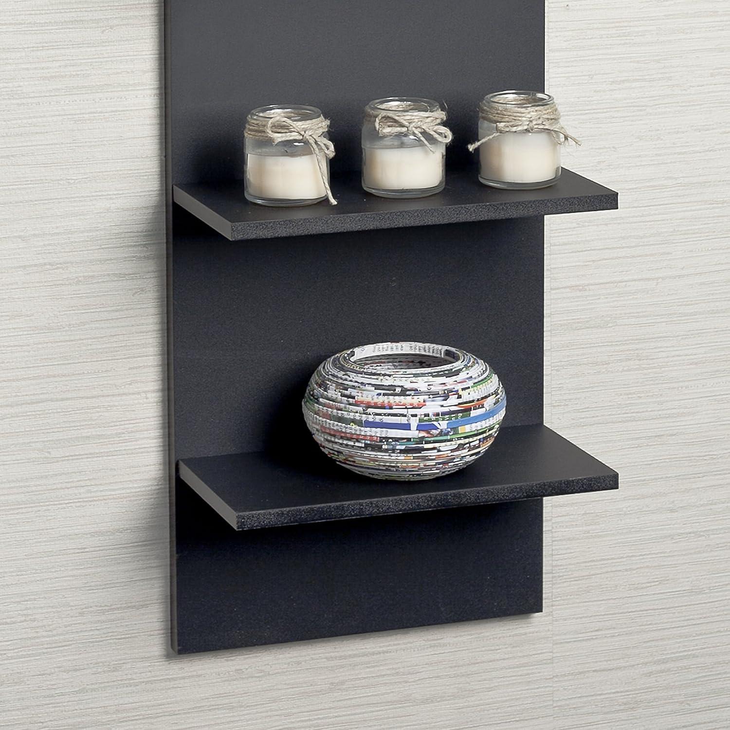 Danya B. 47" x 11.7" Wide Vertical Column Wall Shelf Black: Laminated MDF, 5-Tier Storage, Spot Clean