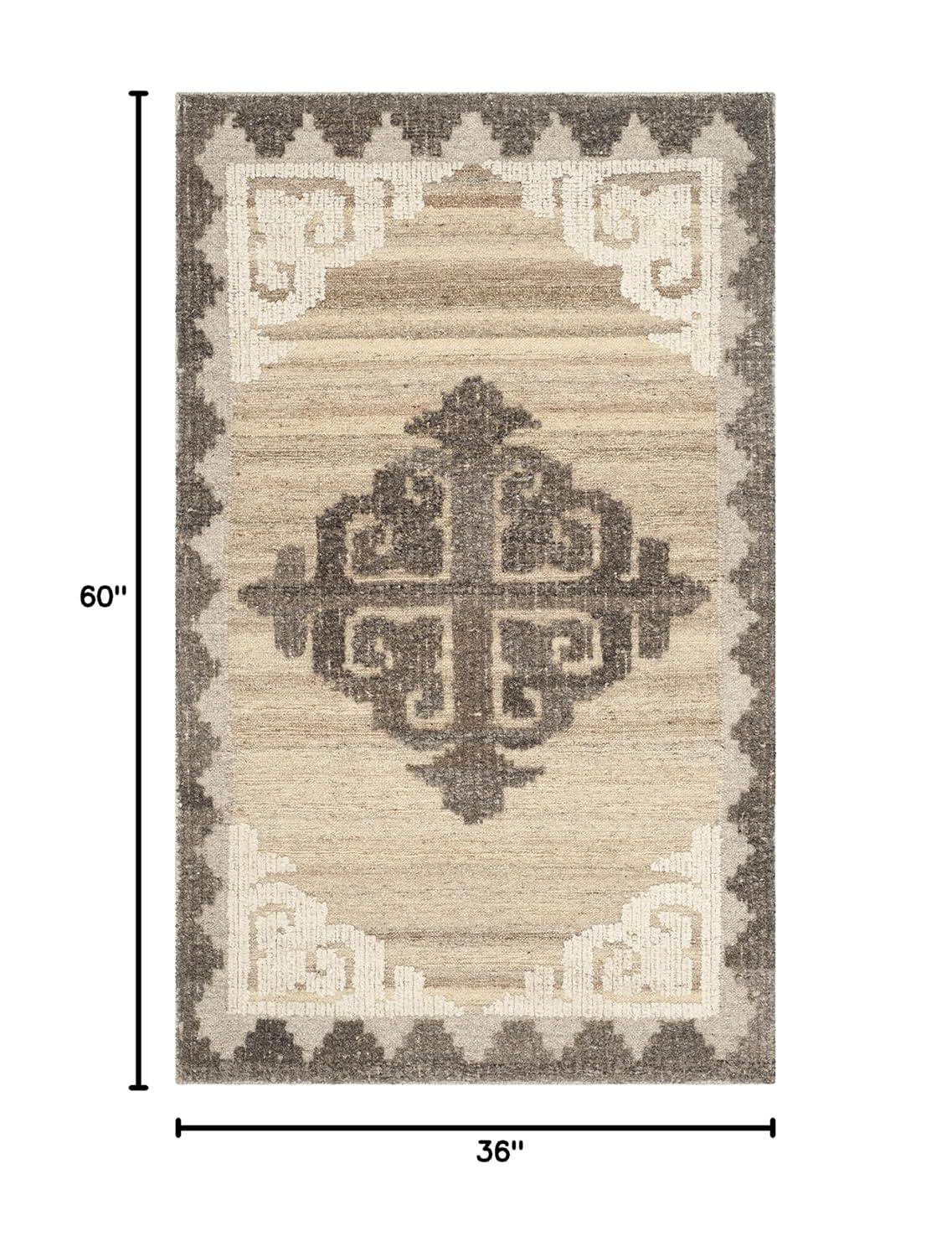 Kenya KNY312 Hand Knotted Area Rug - Brown/Charcoal - 3'x5' - Safavieh.