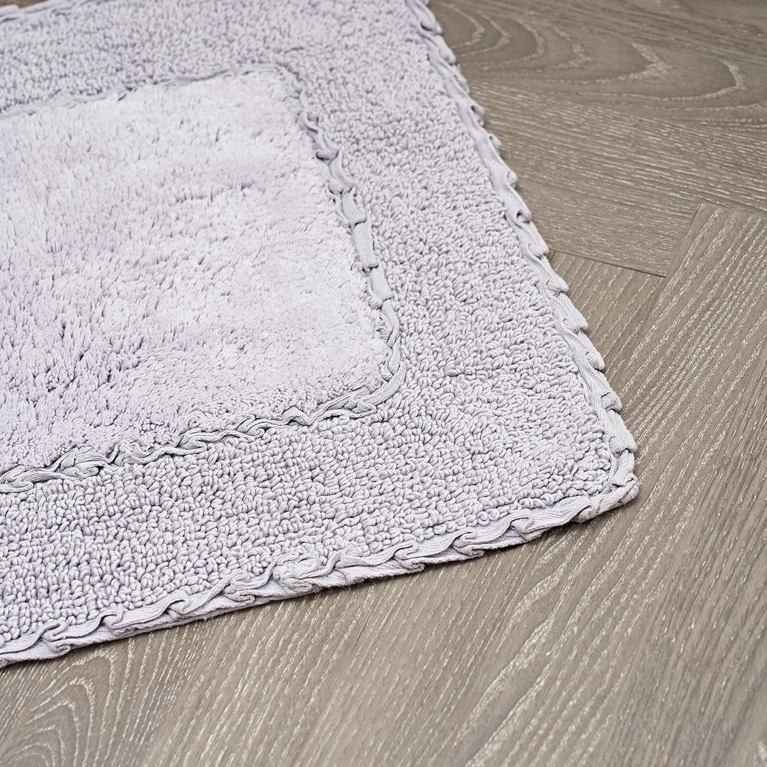 Lavender Cotton Ruffle Border Bath Rug Set, 20" x 32"