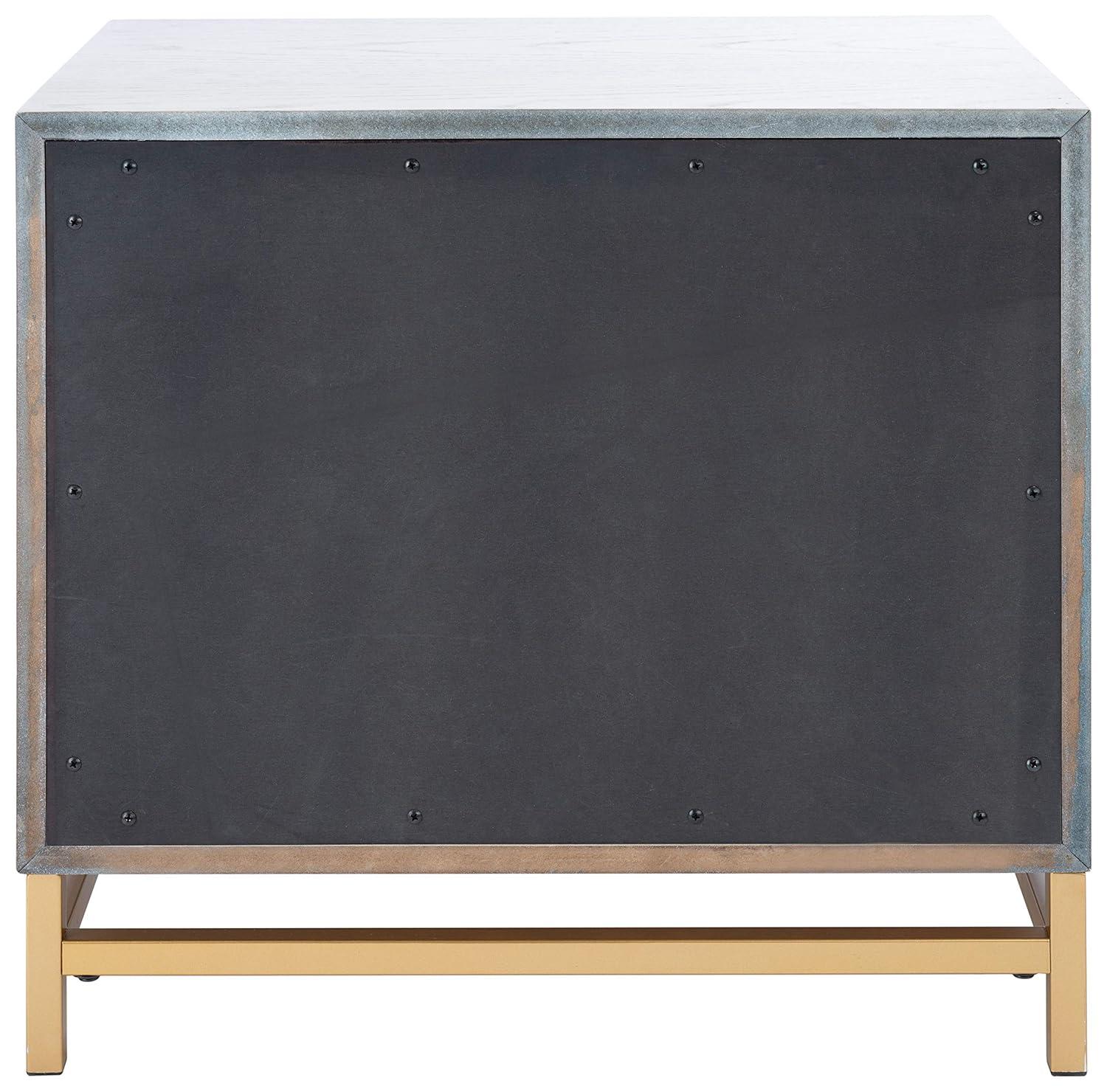 Fenno 2 Drawer Nightstand - NST6401 - White Washed/Brass - Safavieh