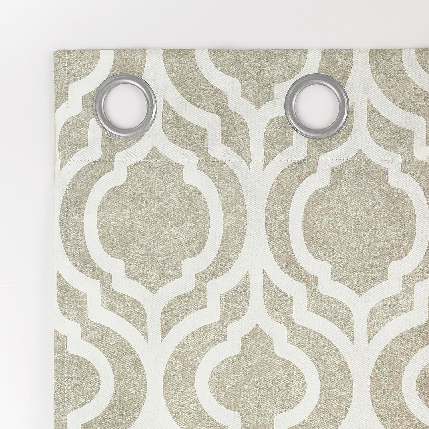 Sun Zero Eldon Gray Trellis Print Blackout Grommet Curtain Panel