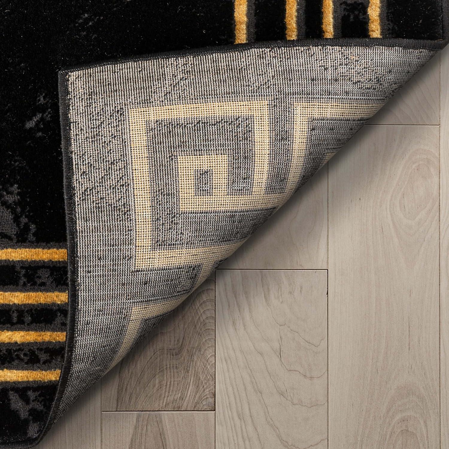 FairmontMarble Abstract Black Gold Glam Area Rug for Living Room, Bedroom, Dining Room and Hallway