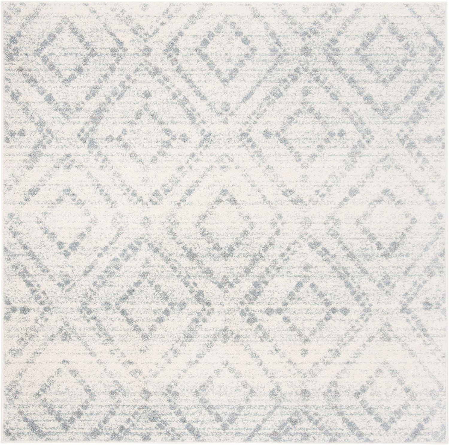 SAFAVIEH Adirondack Lecia Geometric Area Rug, Ivory/Light Blue, 10' x 10' Square