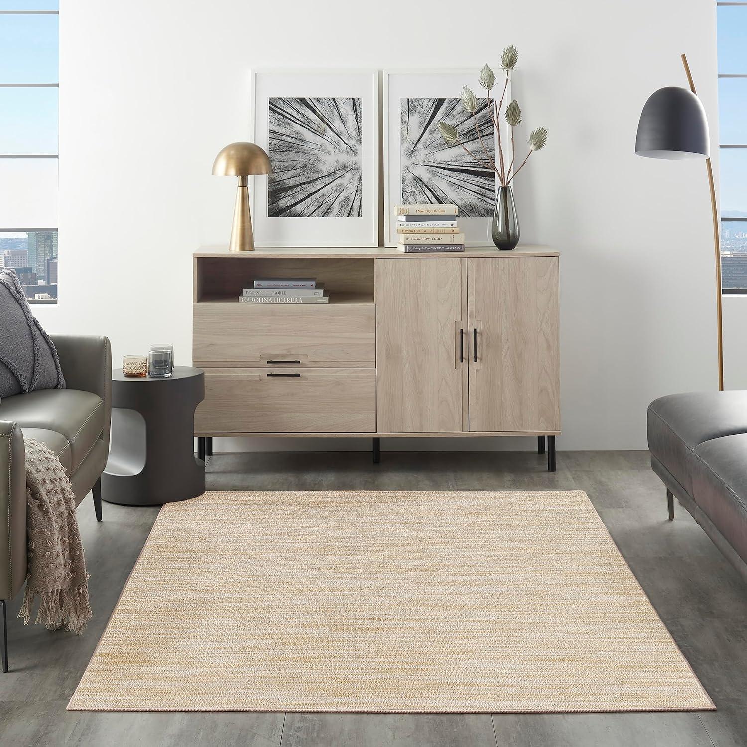 Nourison Essentials Easy Care Indoor Outdoor Area Rug - Ivory Gold 4' x 6'