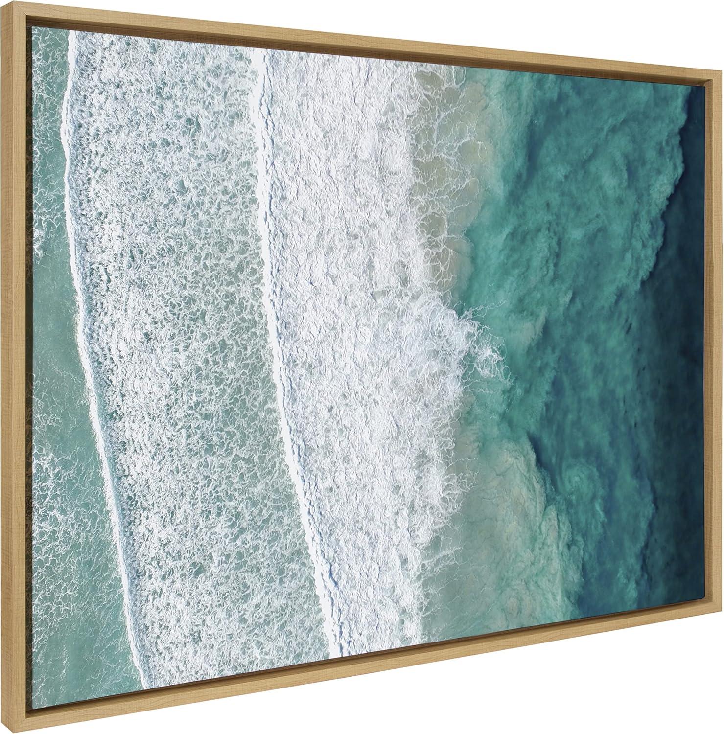 28" x 38" Sylvie Ocean Waves by The Bay Framed Canvas by Creative Bunch - Kate & Laurel All Things Decor