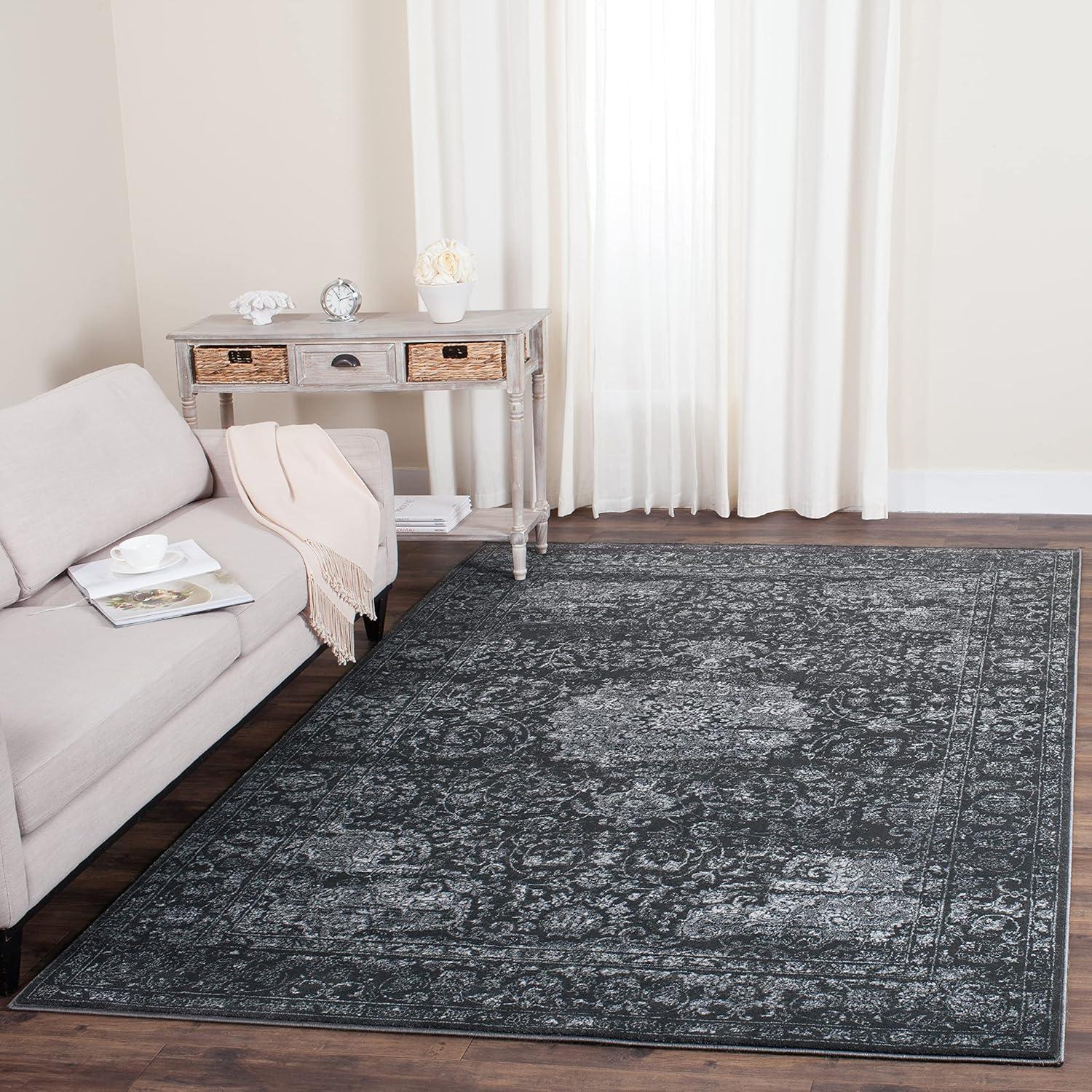Carnegie CNG631 Power Loomed Area Rug - Dark Grey/Cream - 6'7"x9'2" - Safavieh.