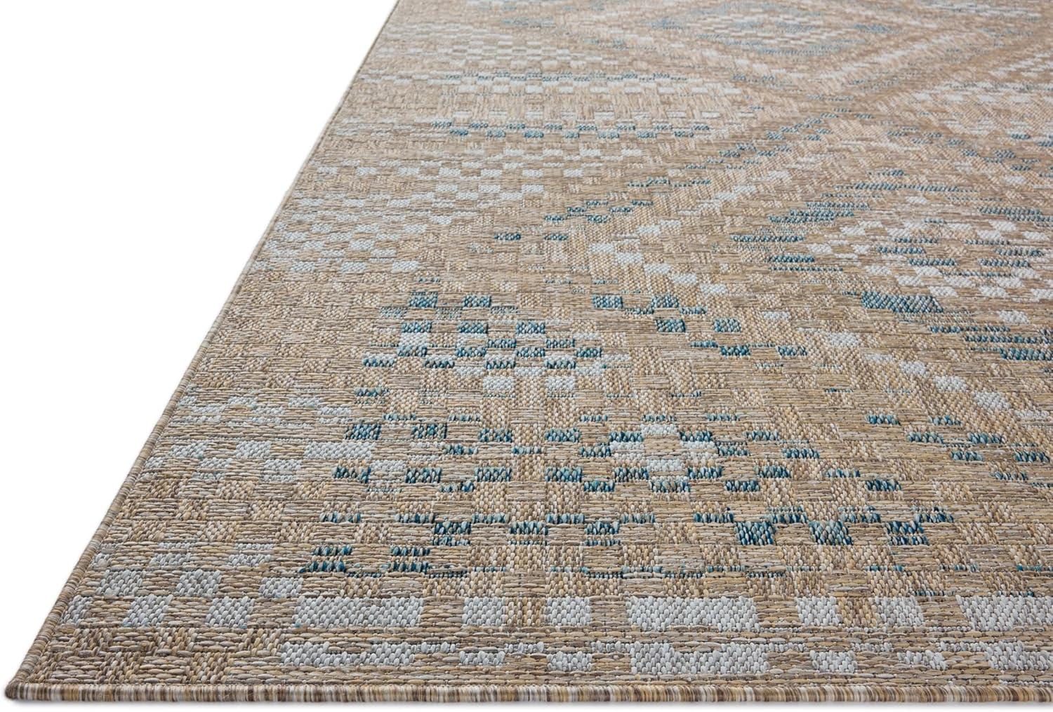 Topanga I Indoor / Outdoor Rug by Amber Lewis x Loloi - Natural and Aqua / 3'11" x 5'11"