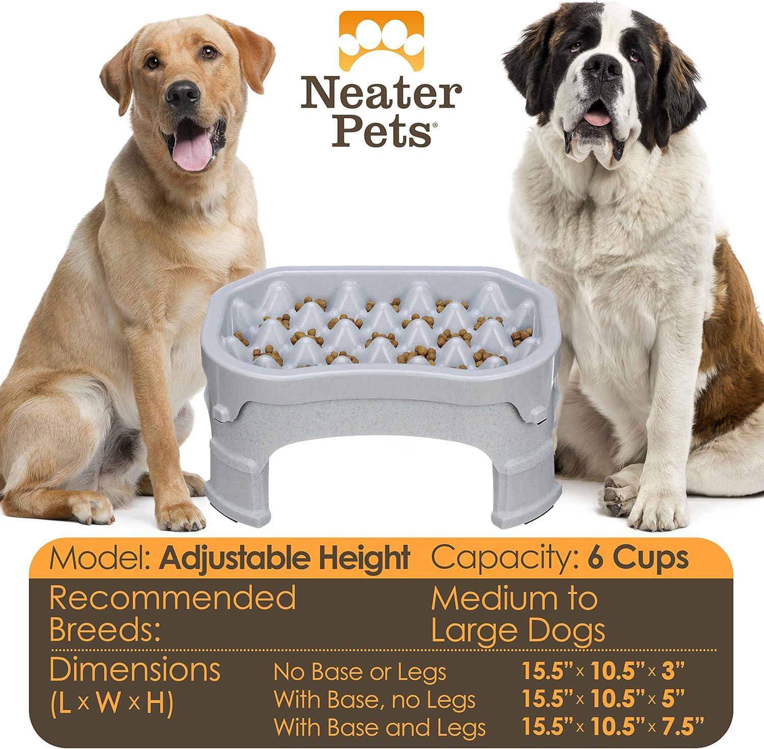 Vanilla Bean Elevated Adjustable Slow Feeder Dog Bowl