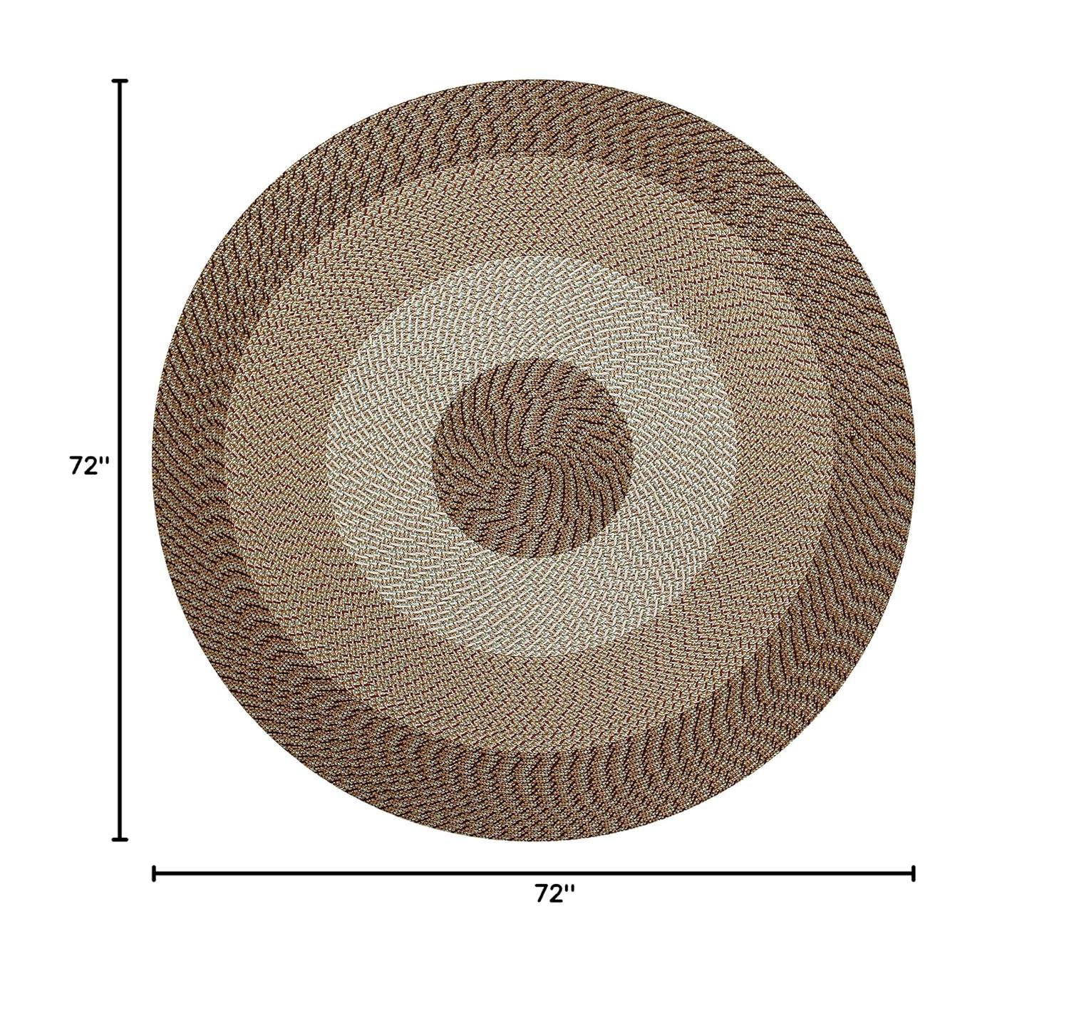 72" x 72" Country Stripe Collection Straw Stripe Reversible Indoor Area Utility Round Rug - Better Trends