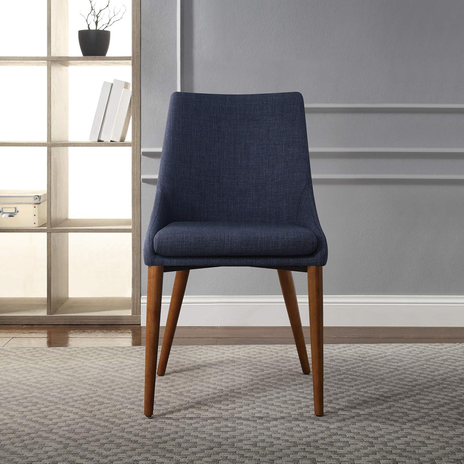 Navy Low-Profile Upholstered Wood Side Chair