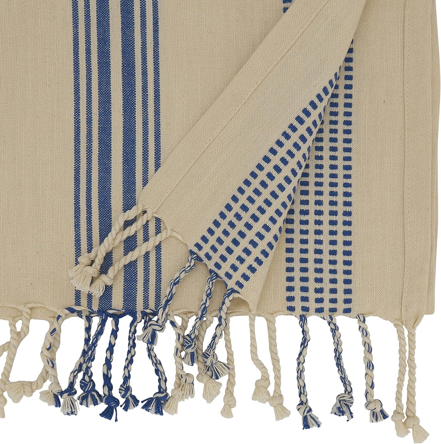 Saro Croetter Striped 100% Cotton Table Runner