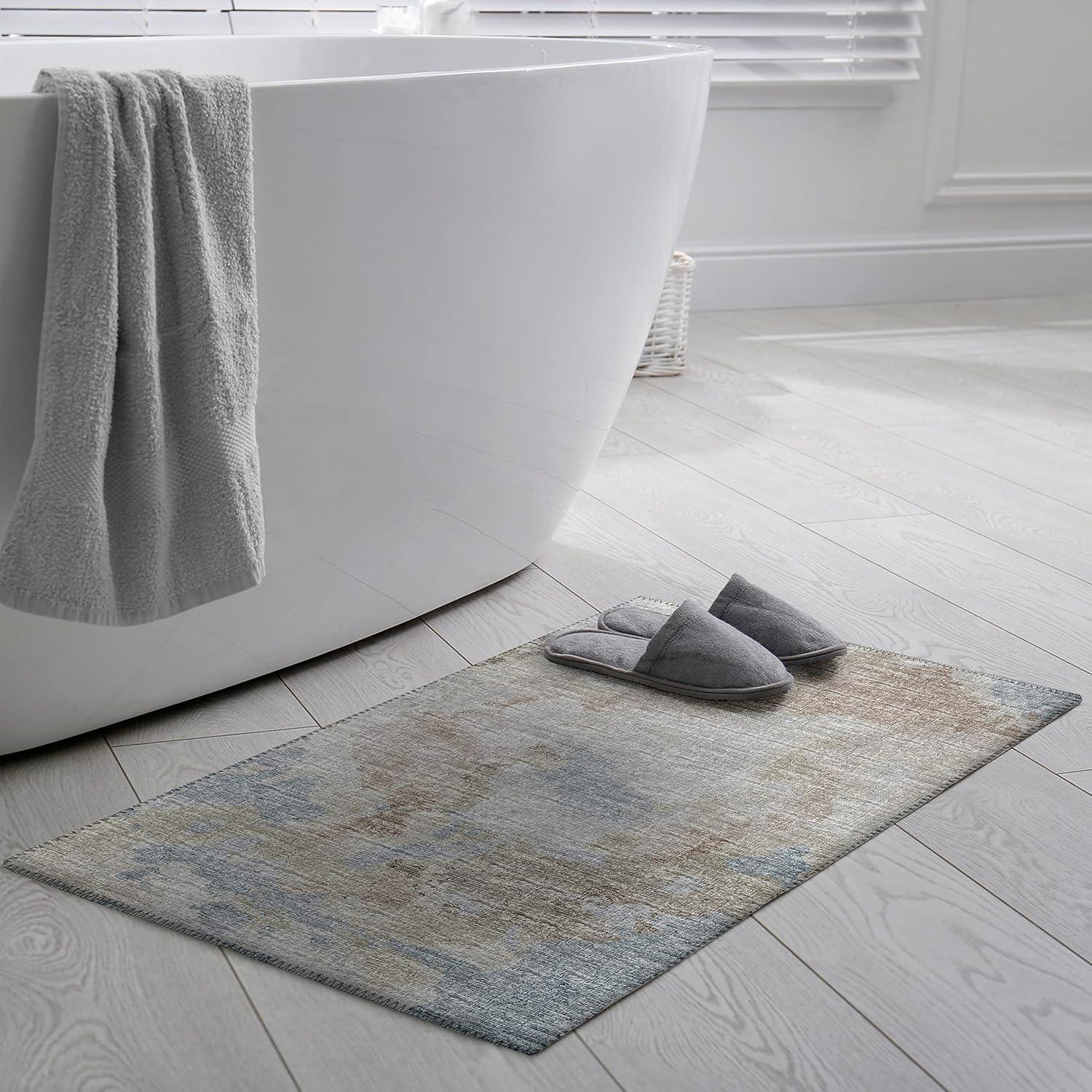 Addison Rugs Indoor/ Outdoor Accord Modern Polyester Washable Rug New 1'8" x 2'6" - Mocha Teal