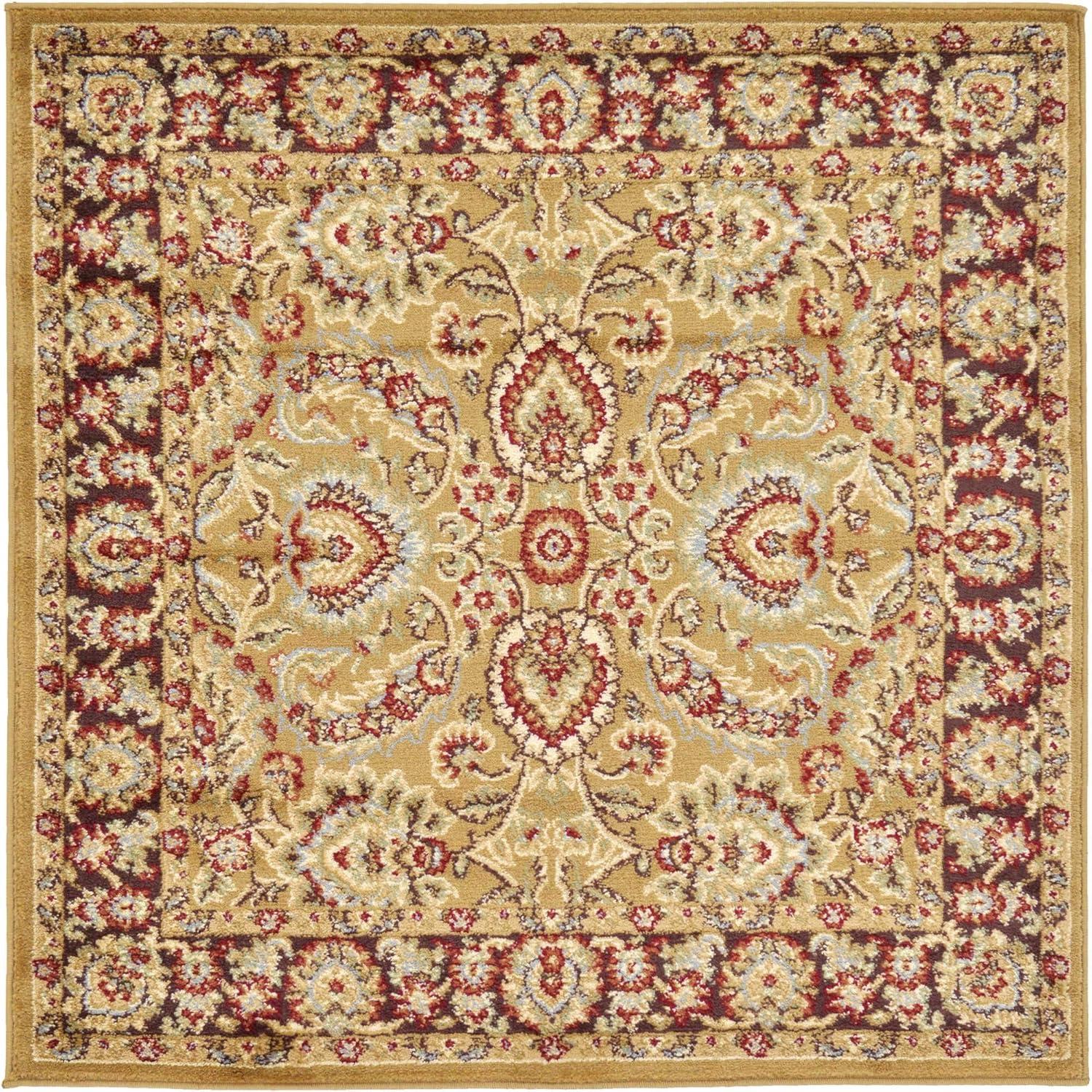 Unique Loom 4' 1 x 4' 1 Square Tan Voyage Asheville Area Rug