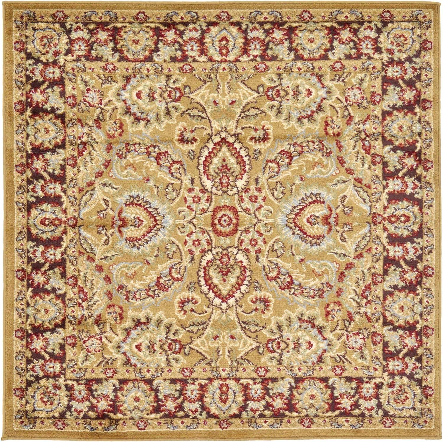 Unique Loom 4' 1 x 4' 1 Square Tan Voyage Asheville Area Rug