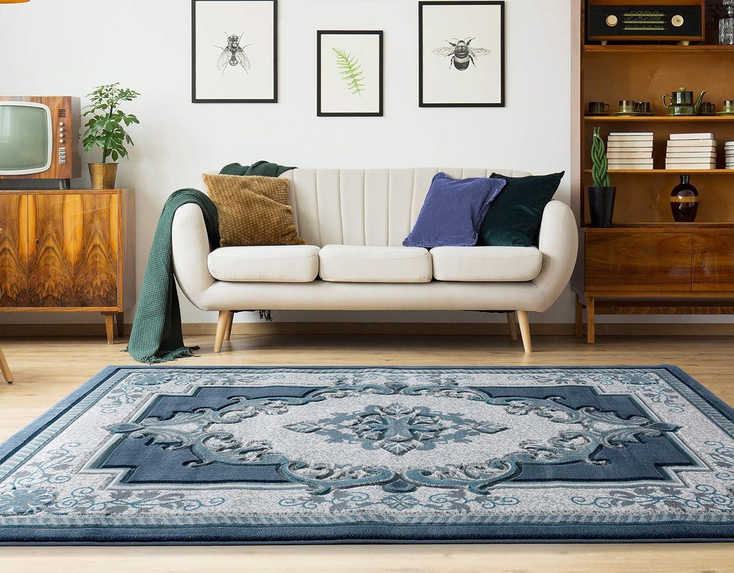 United Weavers Bristol Area Rug 2050 10560 Fallon Blue Curls Petals 2' 7" x  4' 2" Rectangle