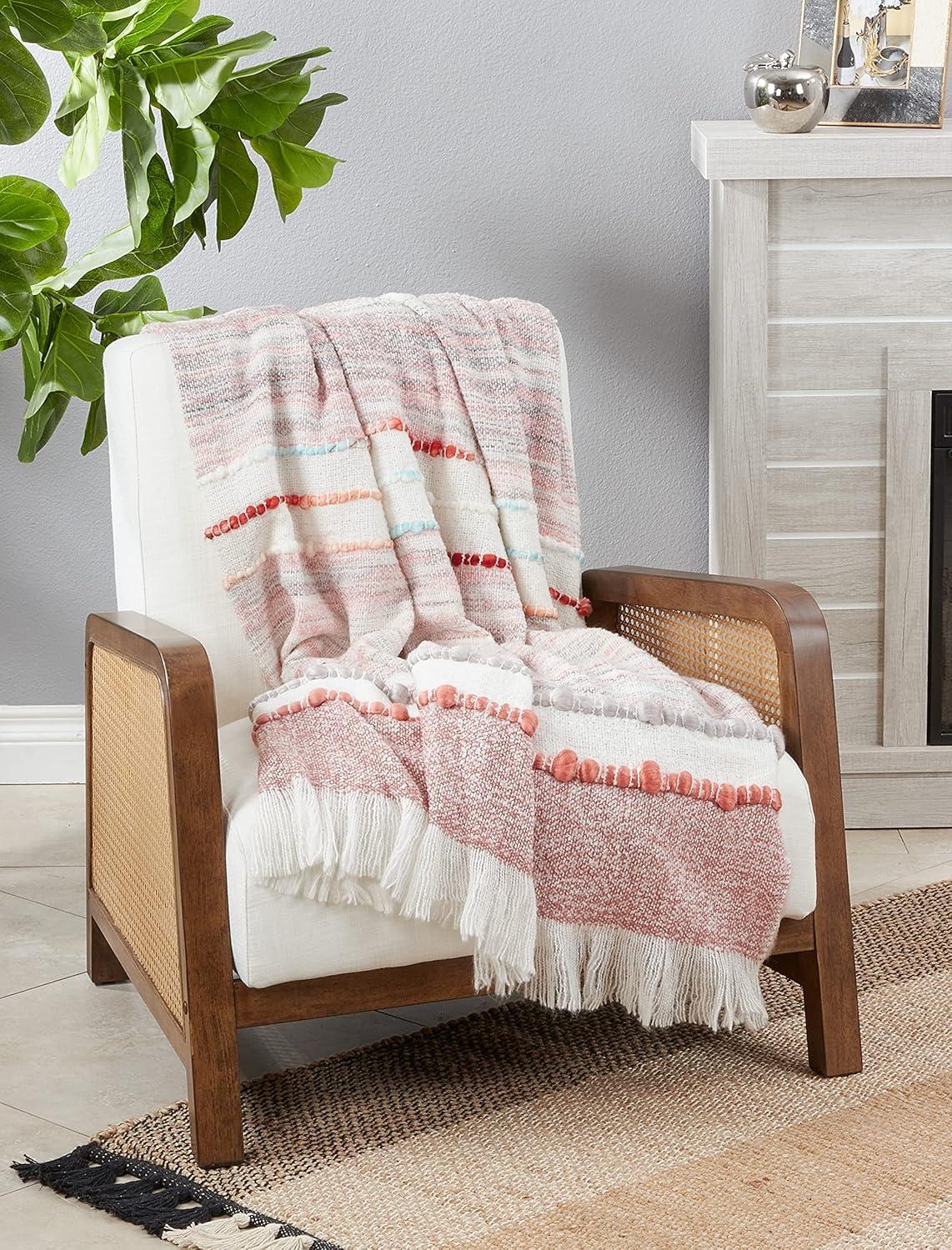 Saro Lifestyle Saro Lifestyle Woven Throw With Chunky Design, Multicolored, 50"x60"