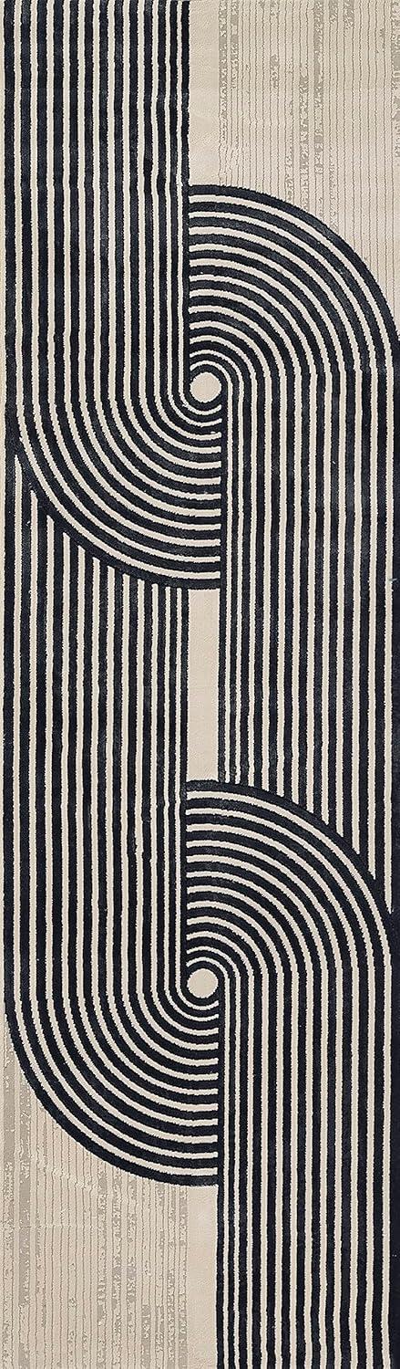 Momeni 7'10"x9'10" Xander Dean Machine Loomed Area Rug Ivory: Geometric Pattern, Low Pile, Indoor Use, Jute Backing