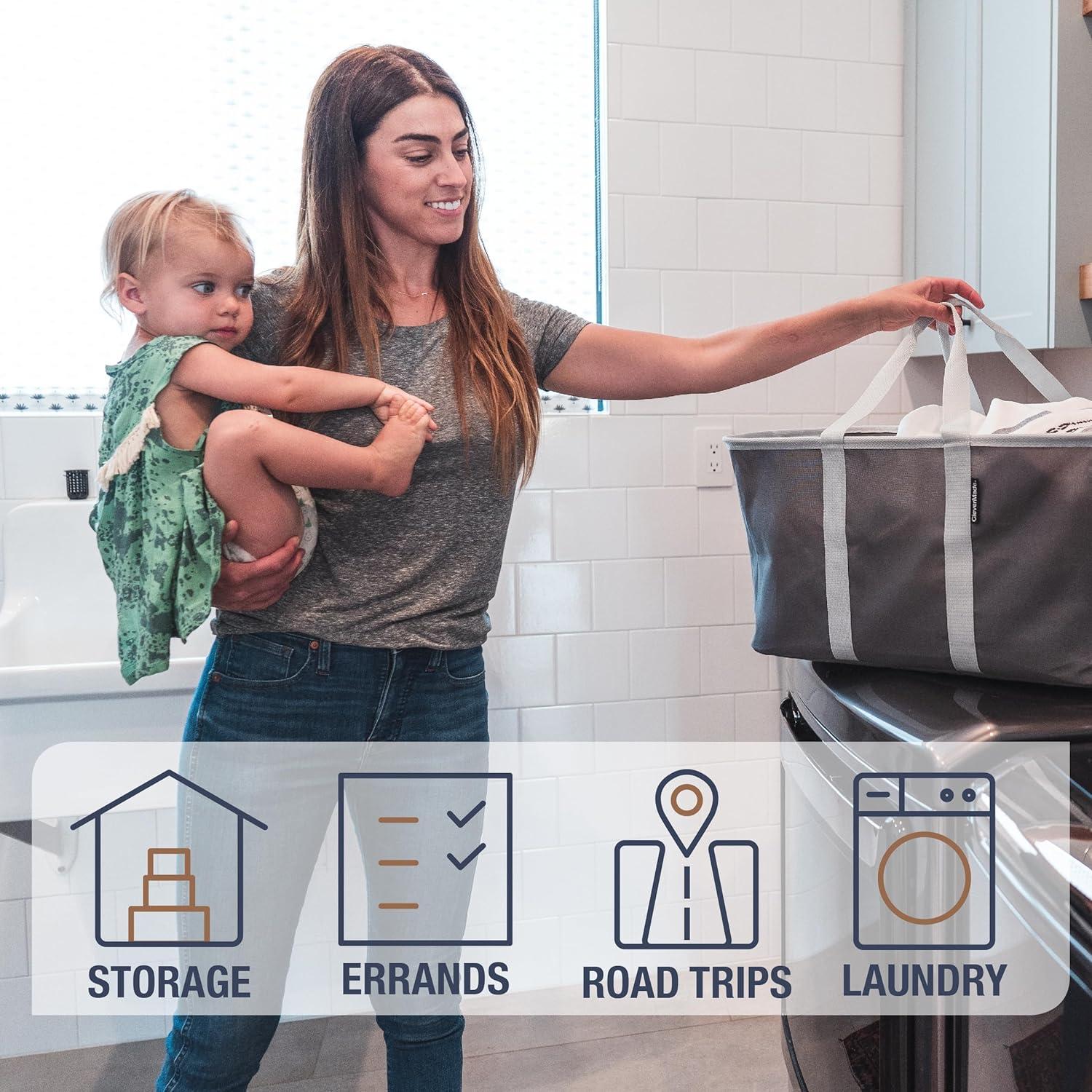 CleverMade Collapsible Laundry Tote 2PK - 50L (13 Gal) Charcoal/Gray