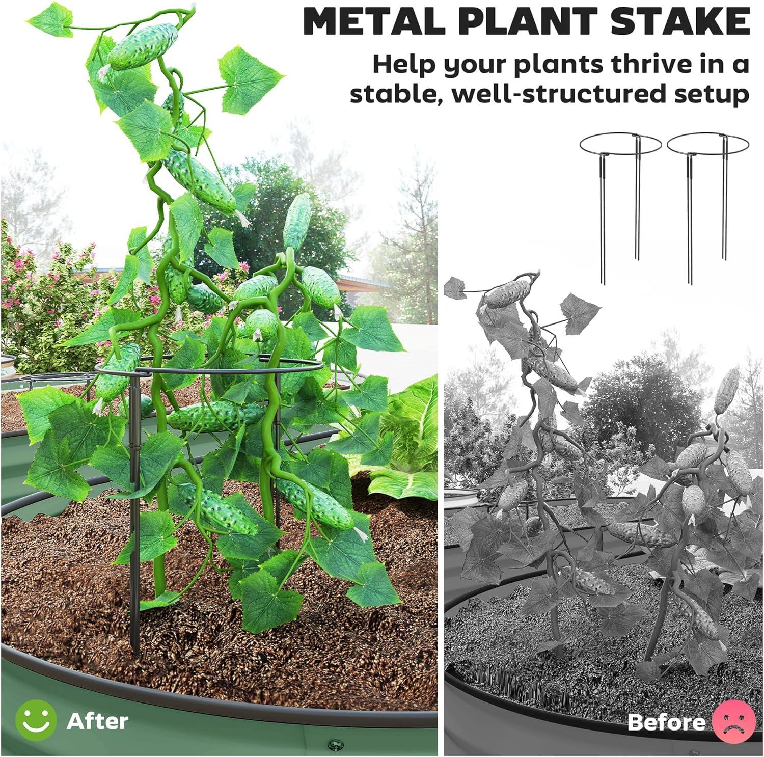 Outsunny 2PCS Galvanized Raised Garden Bed, 7' x 3' x 1' Raised Beds for Gardening with Metal Plant Stakes, Green